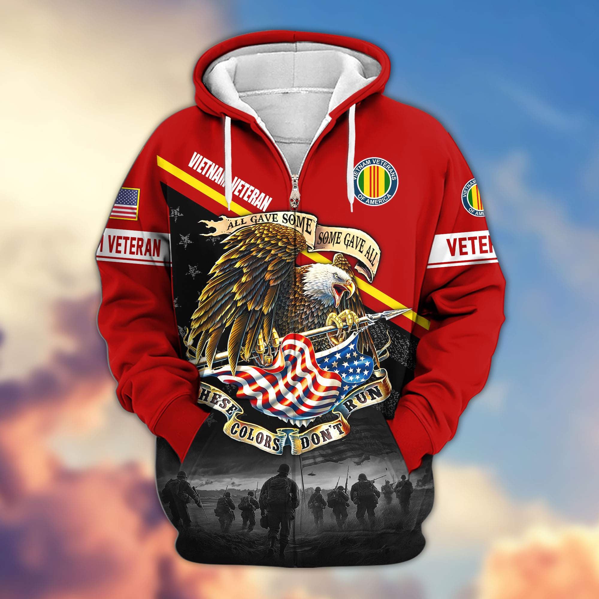 Premium US Veterans Zip Hoodie, Gifts For US Veterans