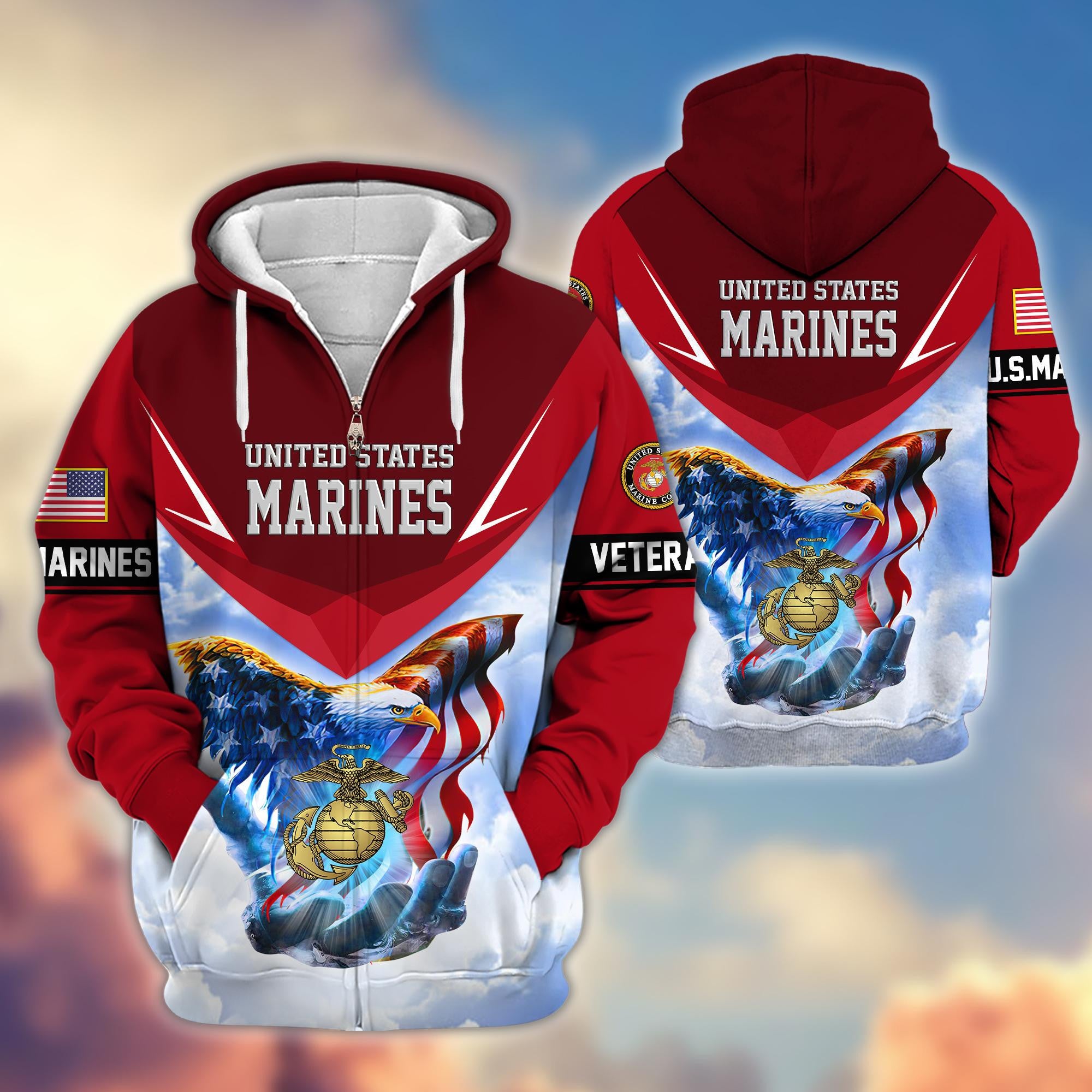 Premium US Veterans Zip Hoodie, Gifts For US Veterans