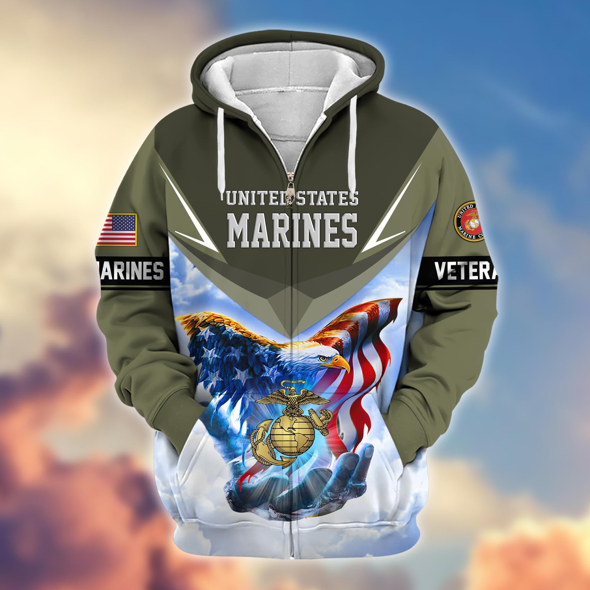 Premium US Veterans Zip Hoodie, Gifts For US Veterans