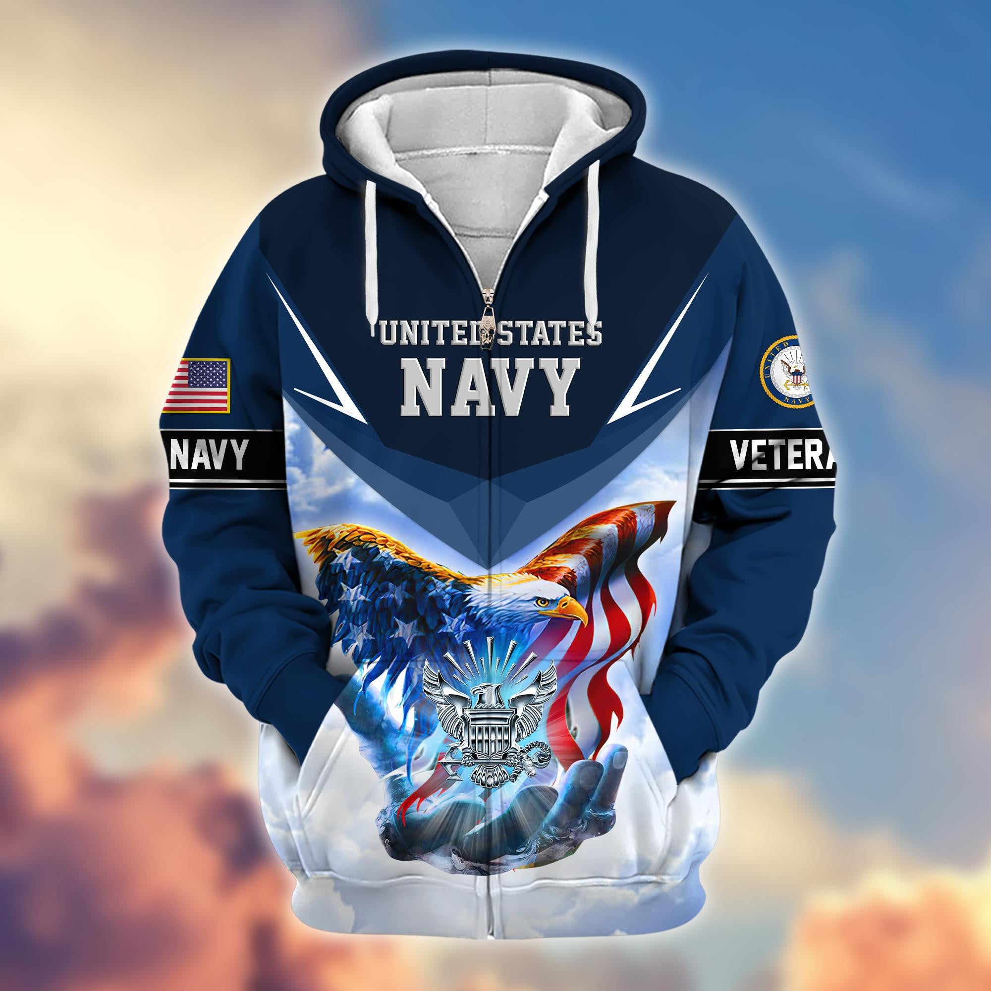Premium US Veterans Zip Hoodie, Gifts For US Veterans