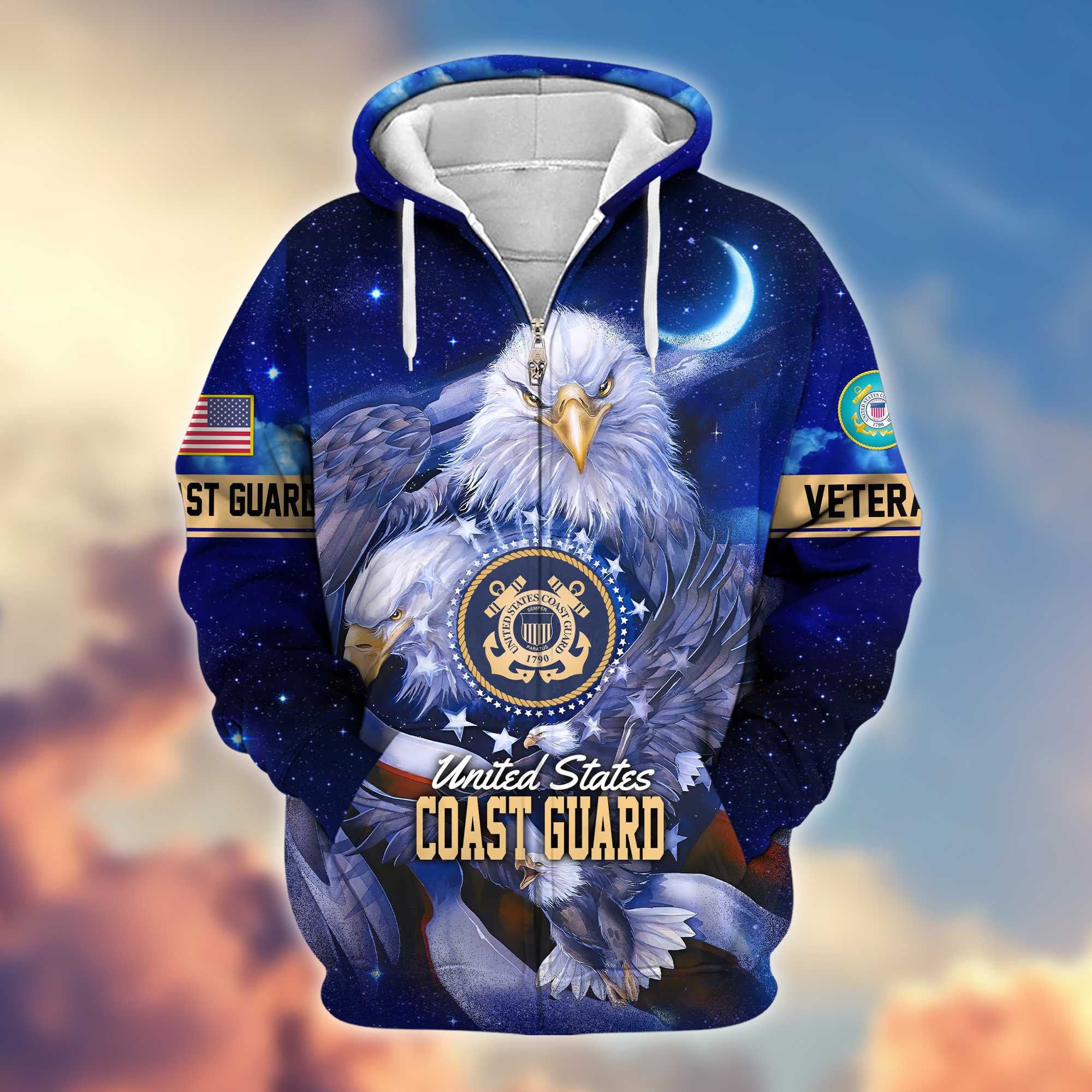 Premium US Veterans Zip Hoodie, Gifts For US Veterans