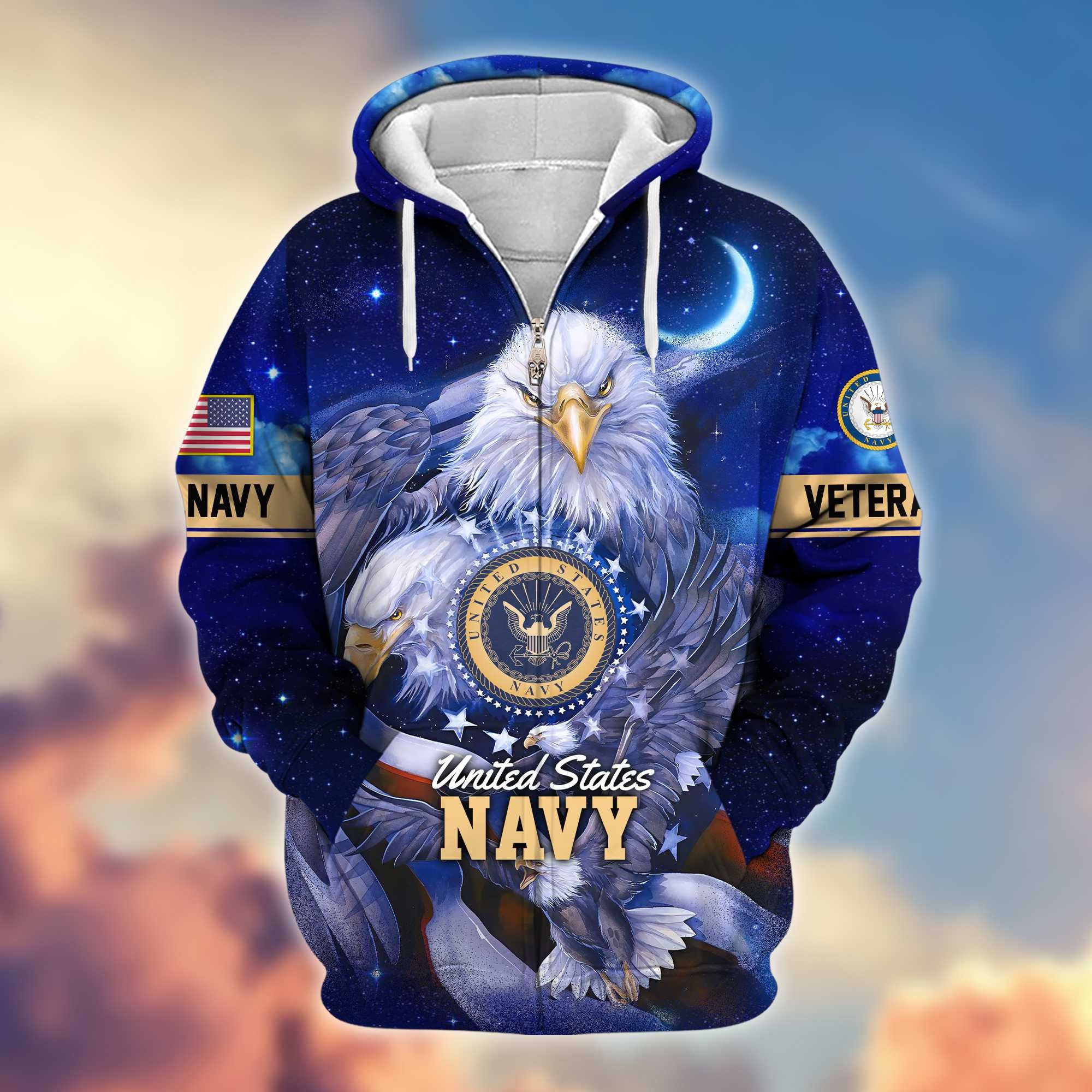 Premium US Veterans Zip Hoodie, Gifts For US Veterans