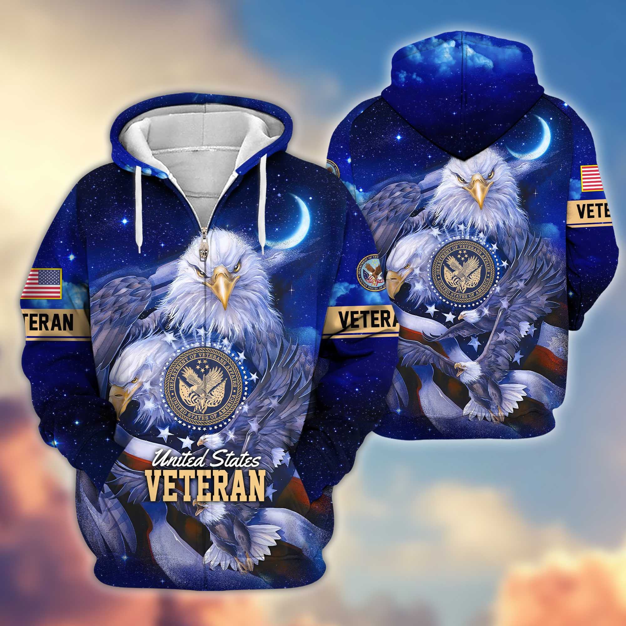 Premium US Veterans Zip Hoodie, Gifts For US Veterans