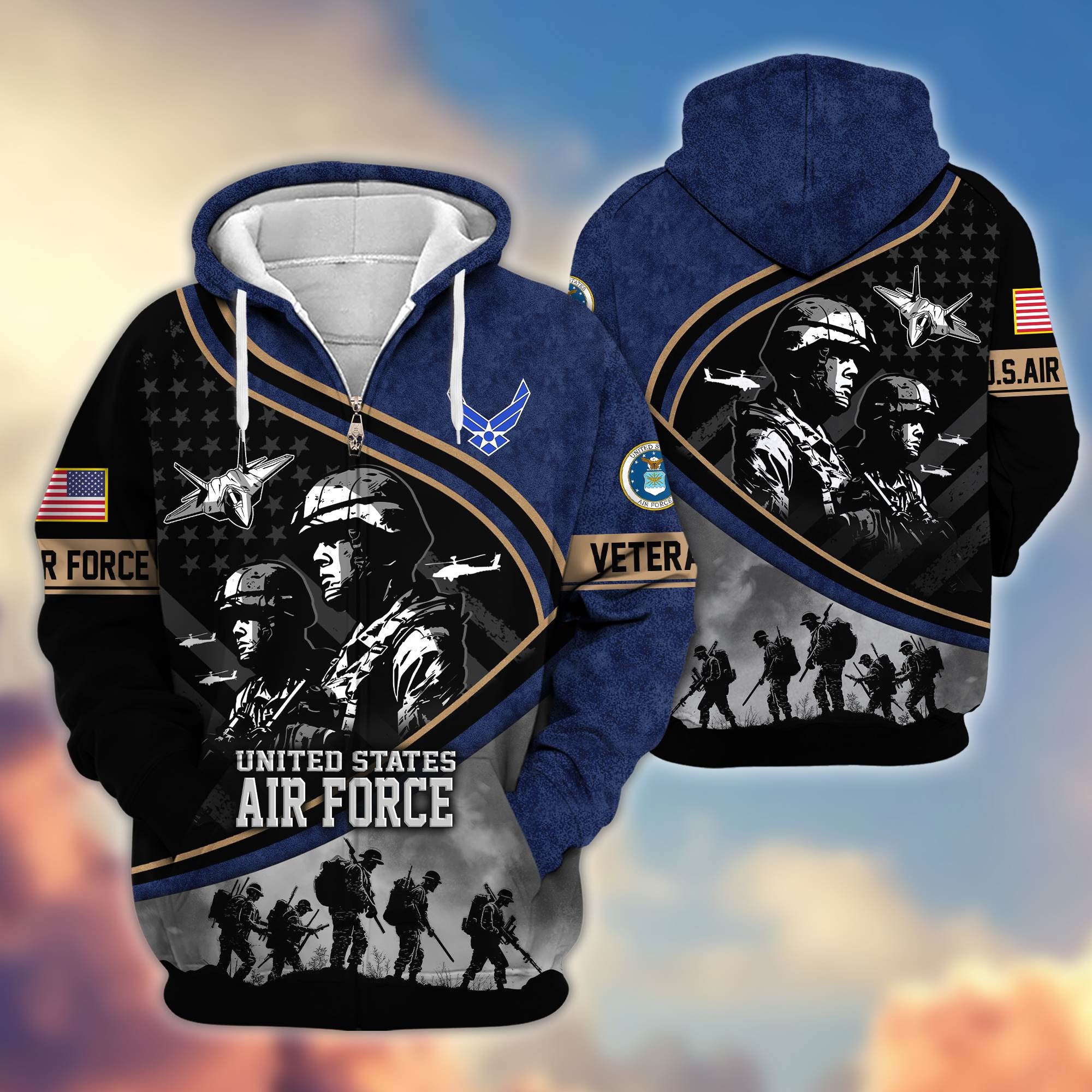 Premium Honoring All Who Served US Veterans Zip Hoodie, Gifts For US Veterans