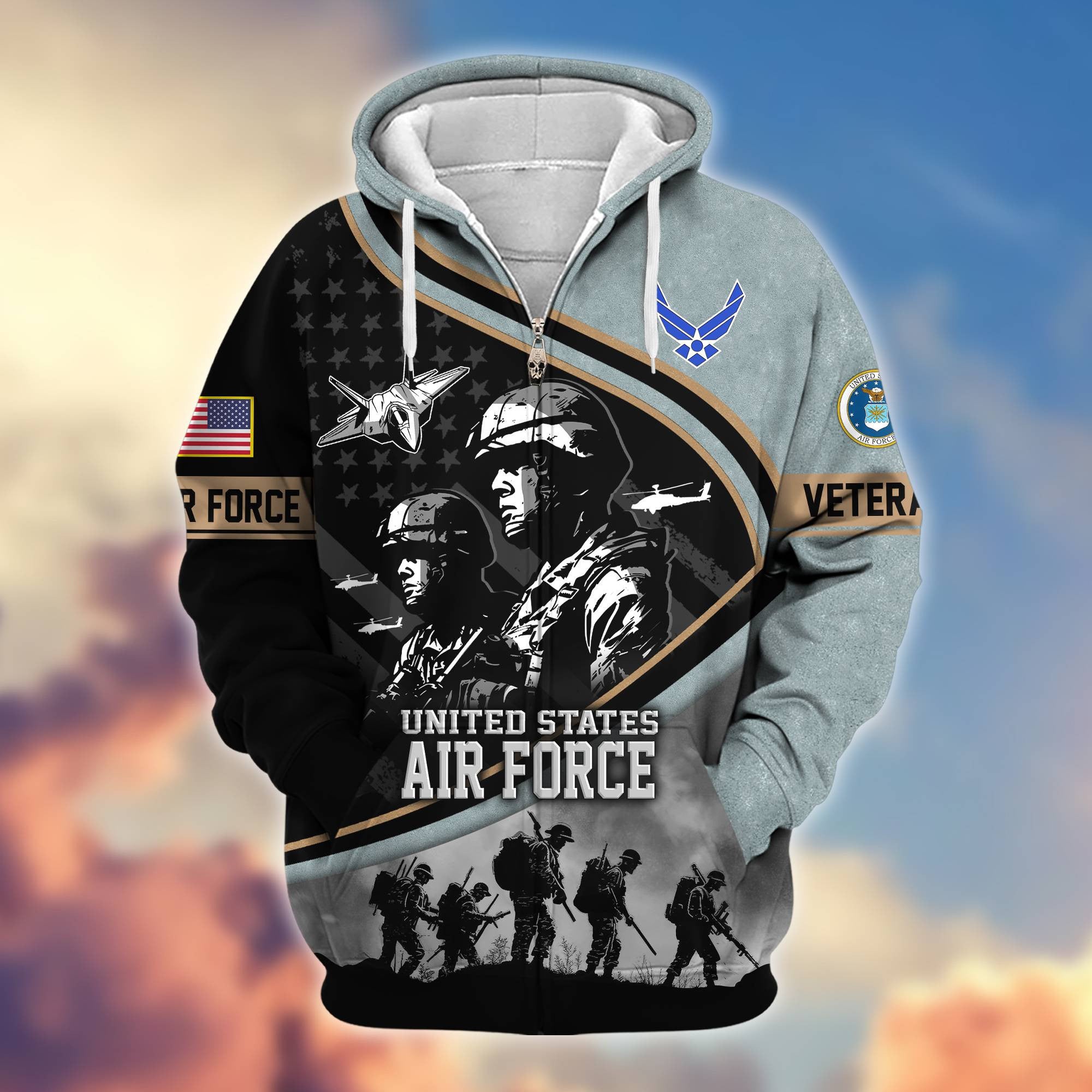 Premium Honoring All Who Served US Veterans Zip Hoodie, Gifts For US Veterans
