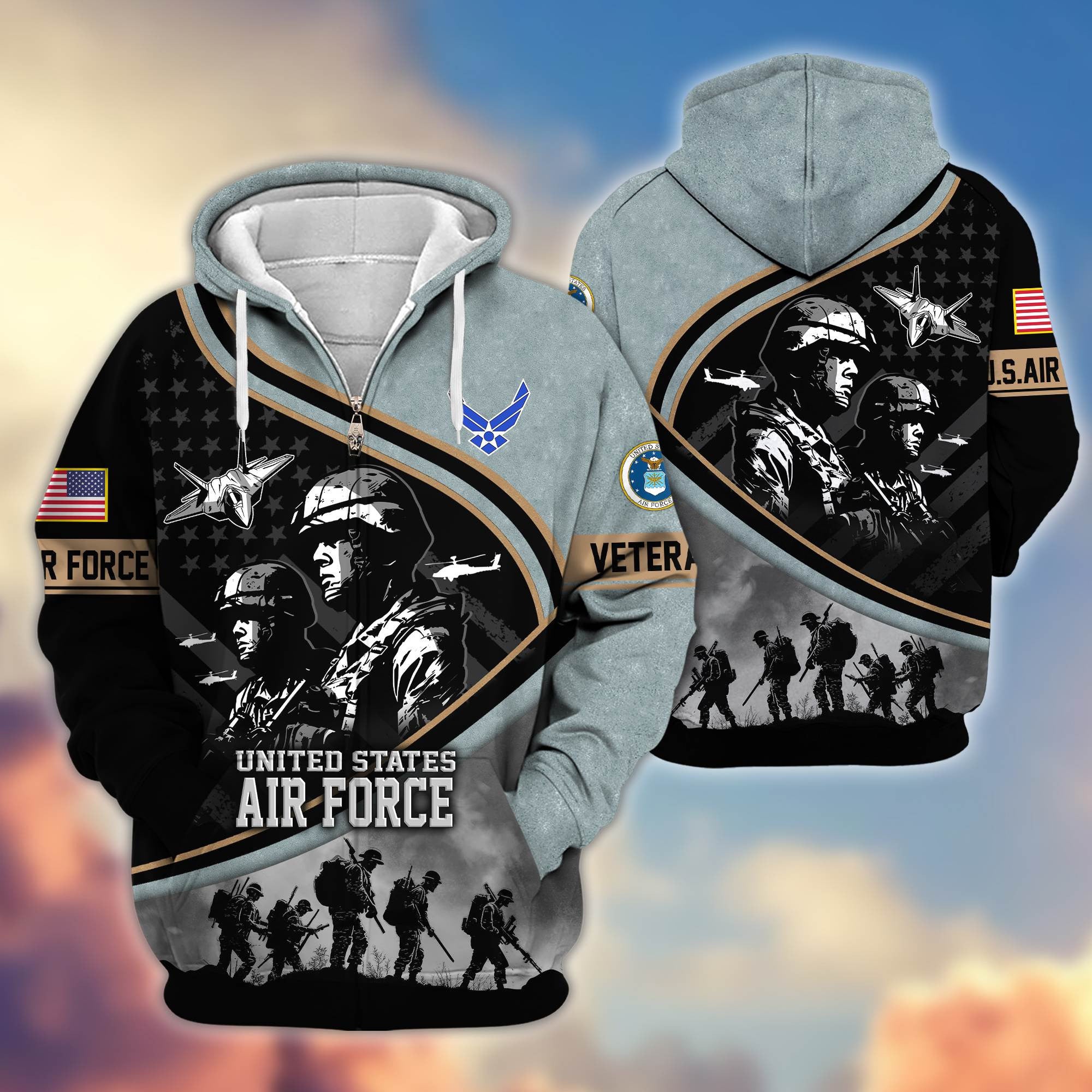 Premium Honoring All Who Served US Veterans Zip Hoodie, Gifts For US Veterans