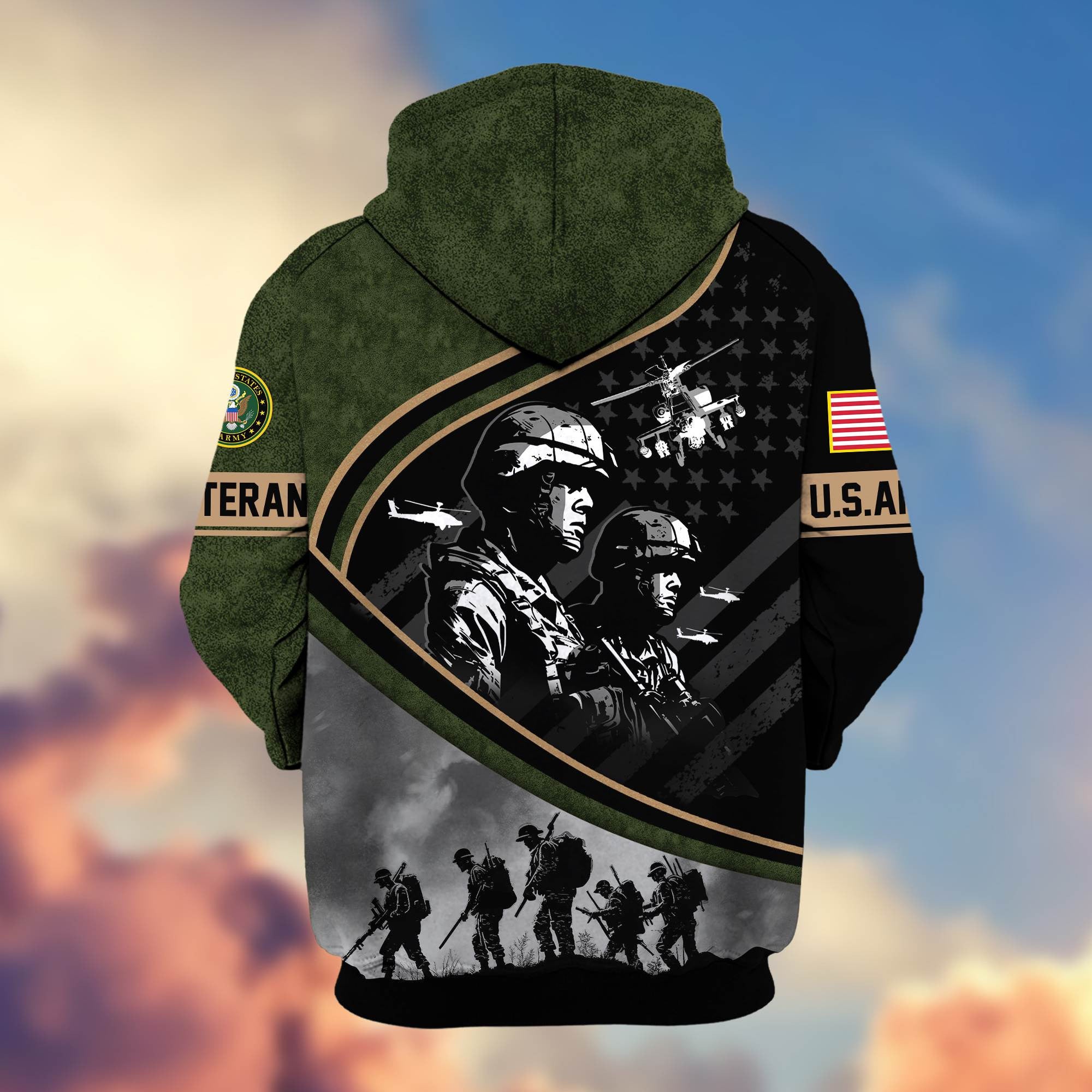 Premium Honoring All Who Served US Veterans Zip Hoodie, Gifts For US Veterans