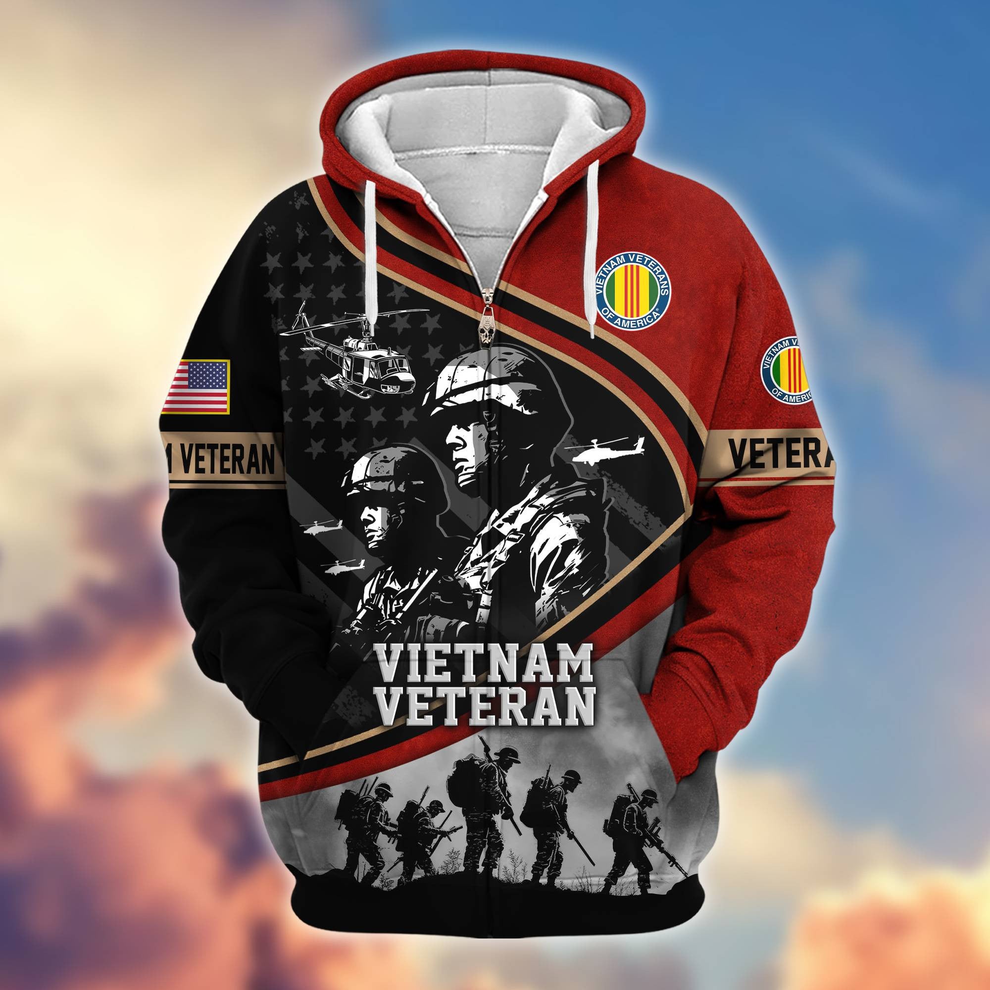 Premium Honoring All Who Served US Veterans Zip Hoodie, Gifts For US Veterans