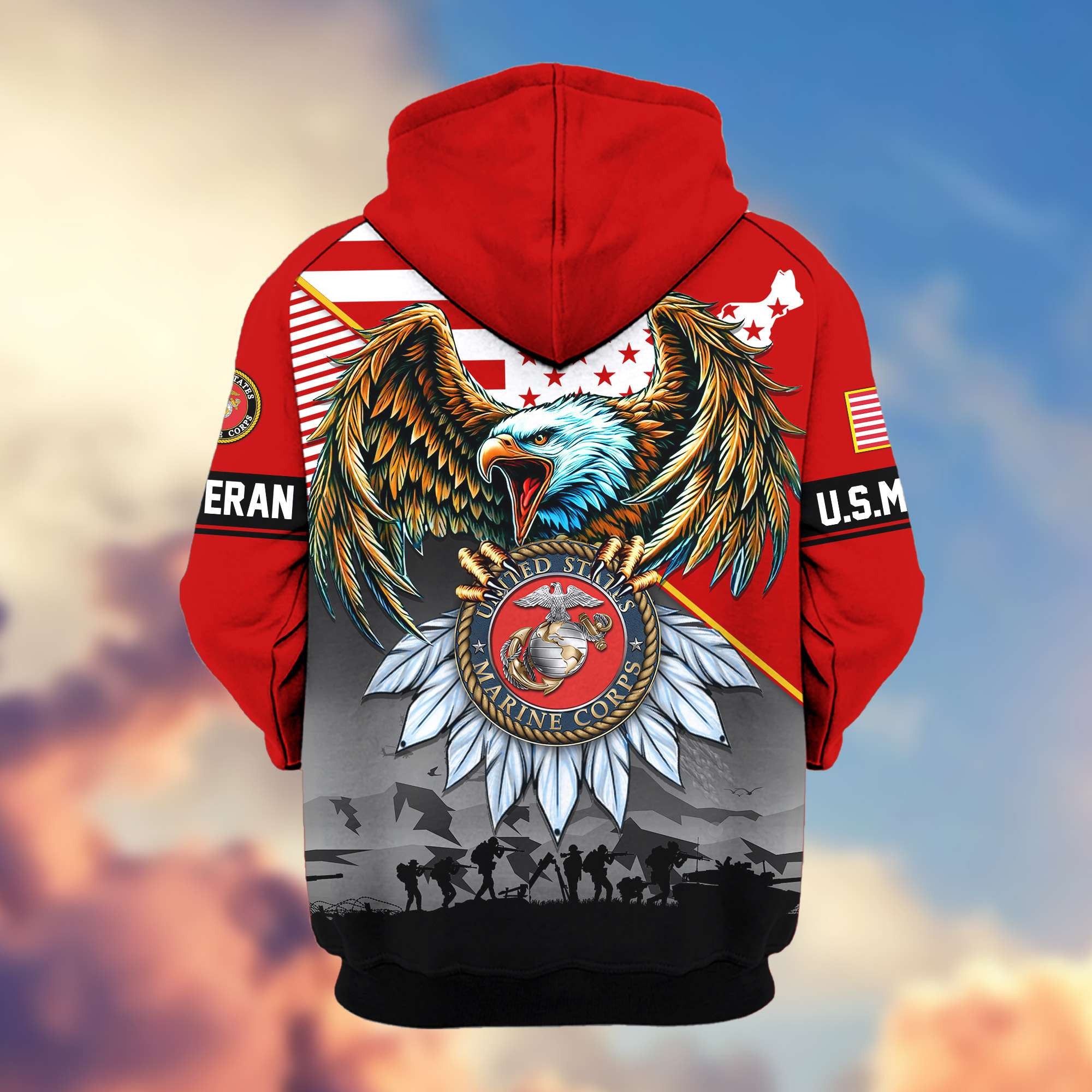 Premium Proudly Served US Veterans Zip Hoodie, Gifts For US Veterans