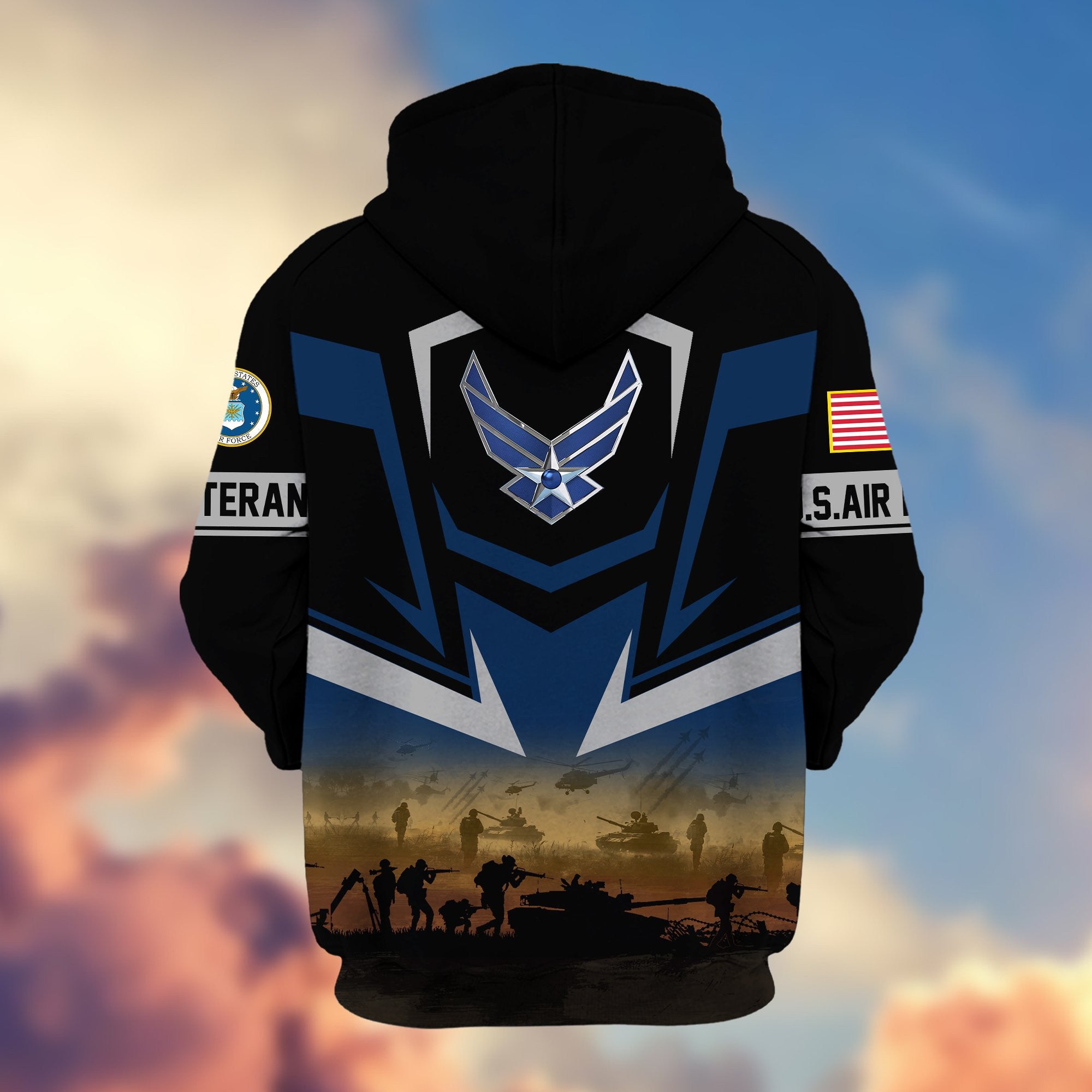 Premium Proudly Served US Veterans Zip Hoodie, Gifts For US Veterans