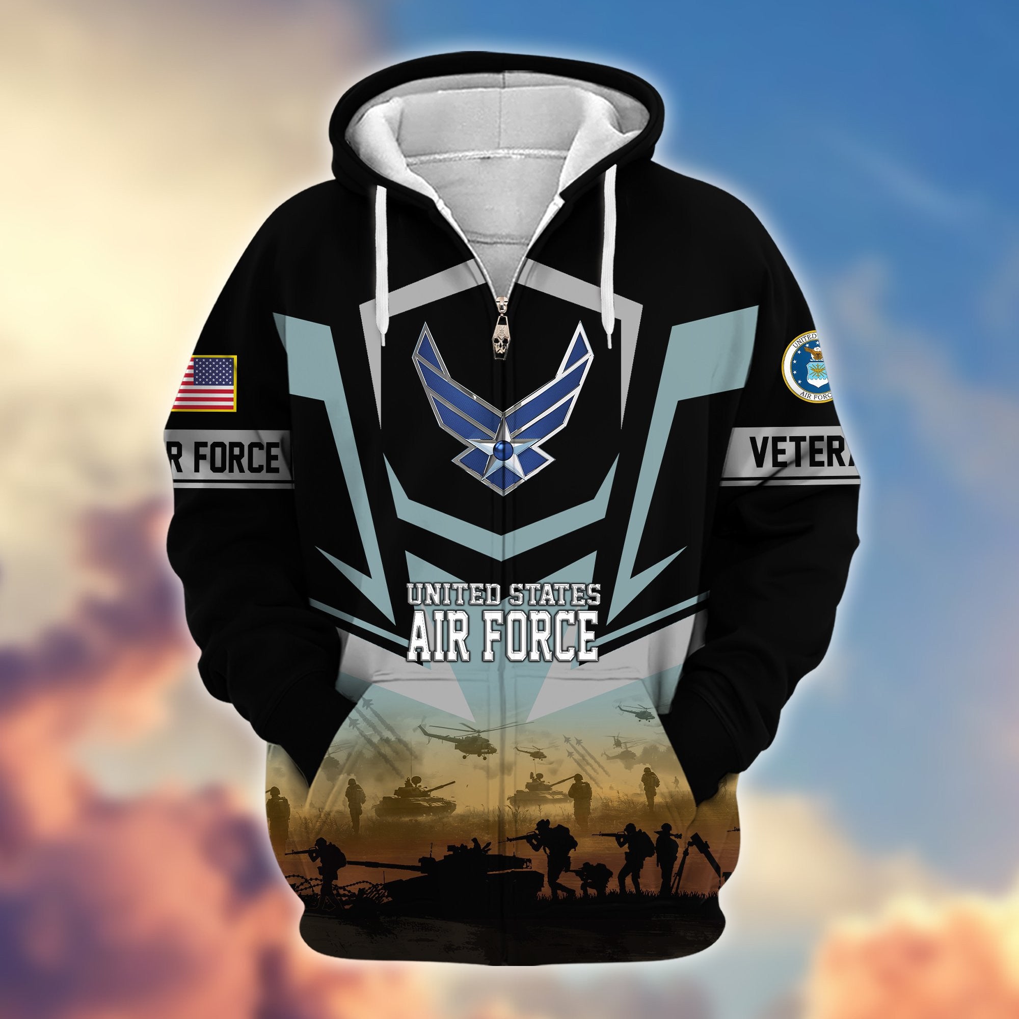 Premium Proudly Served US Veterans Zip Hoodie, Gifts For US Veterans