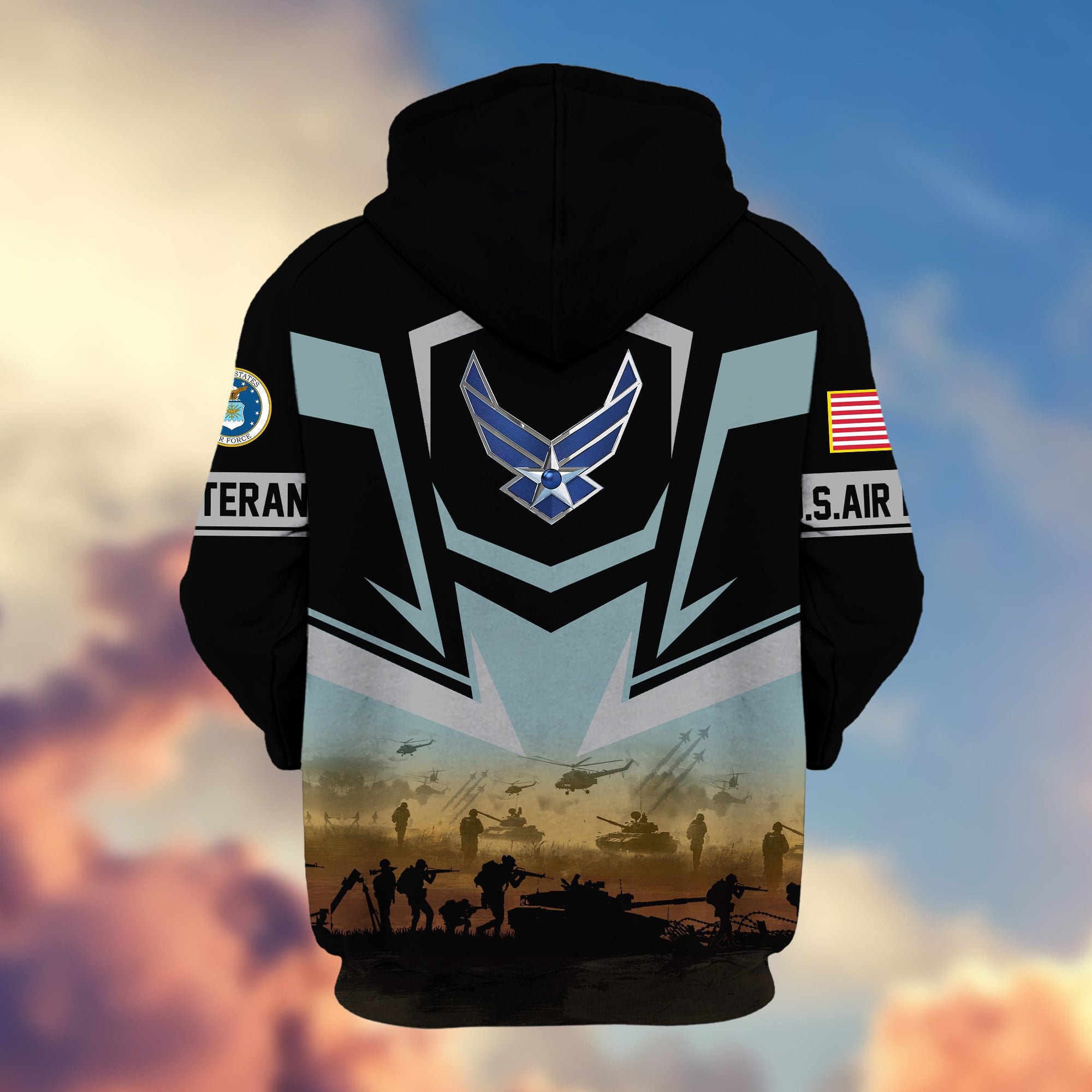 Premium Proudly Served US Veterans Zip Hoodie, Gifts For US Veterans