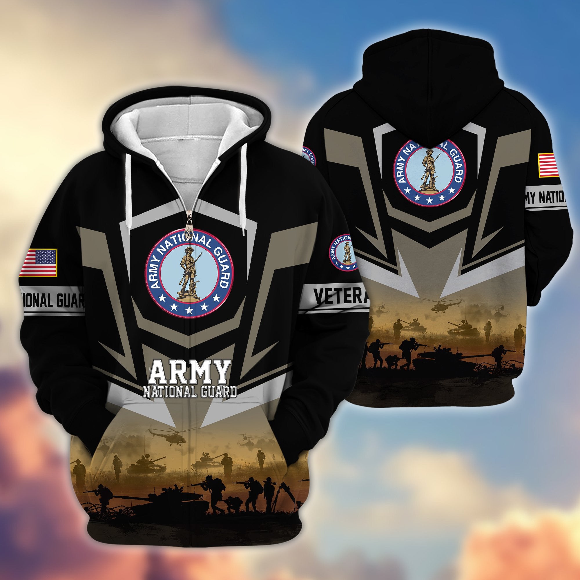 Premium Proudly Served US Veterans Zip Hoodie, Gifts For US Veterans