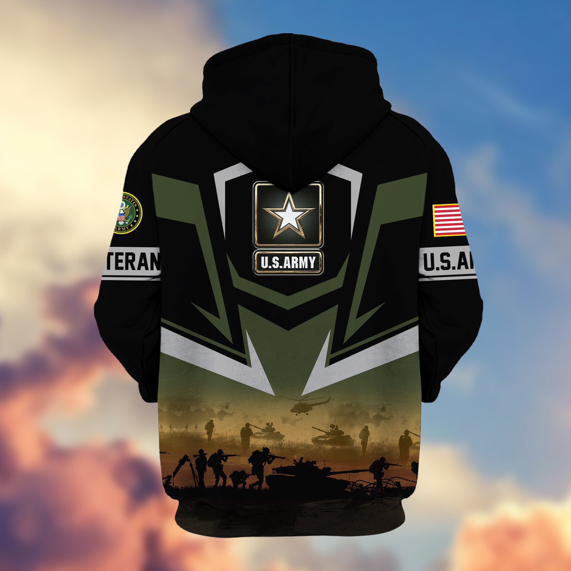 Premium Proudly Served US Veterans Zip Hoodie, Gifts For US Veterans