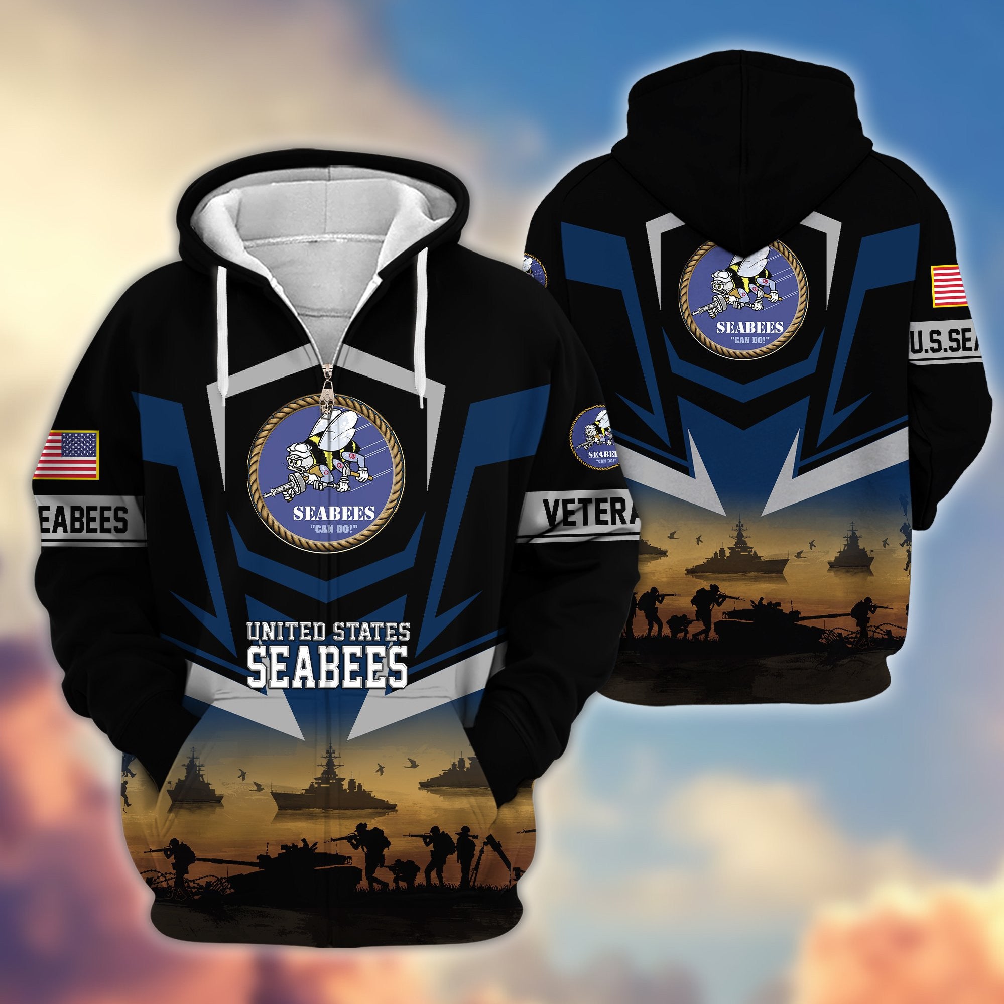 Premium Proudly Served US Veterans Zip Hoodie, Gifts For US Veterans