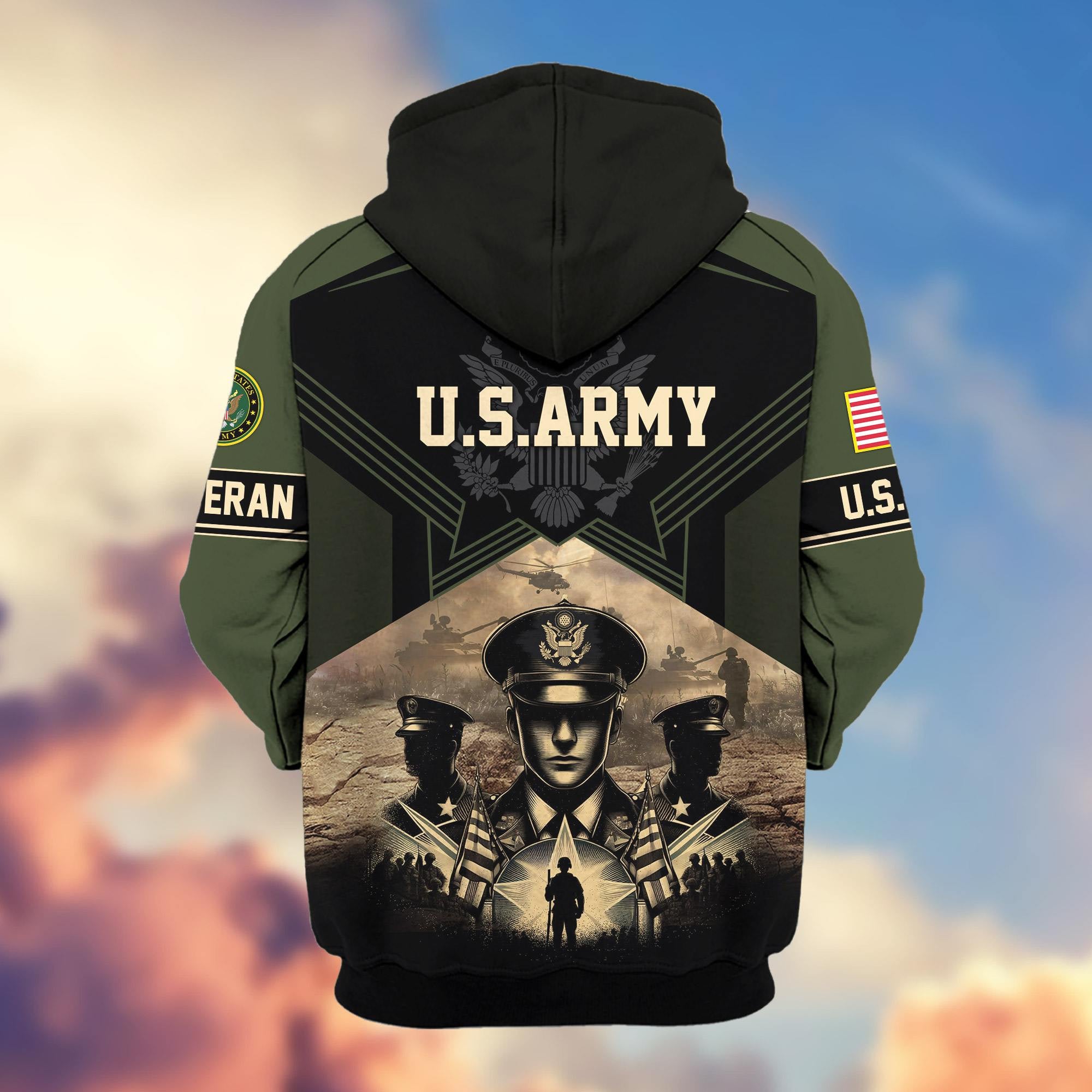 Premium Proudly Served US Veterans Zip Hoodie, Gifts For US Veterans