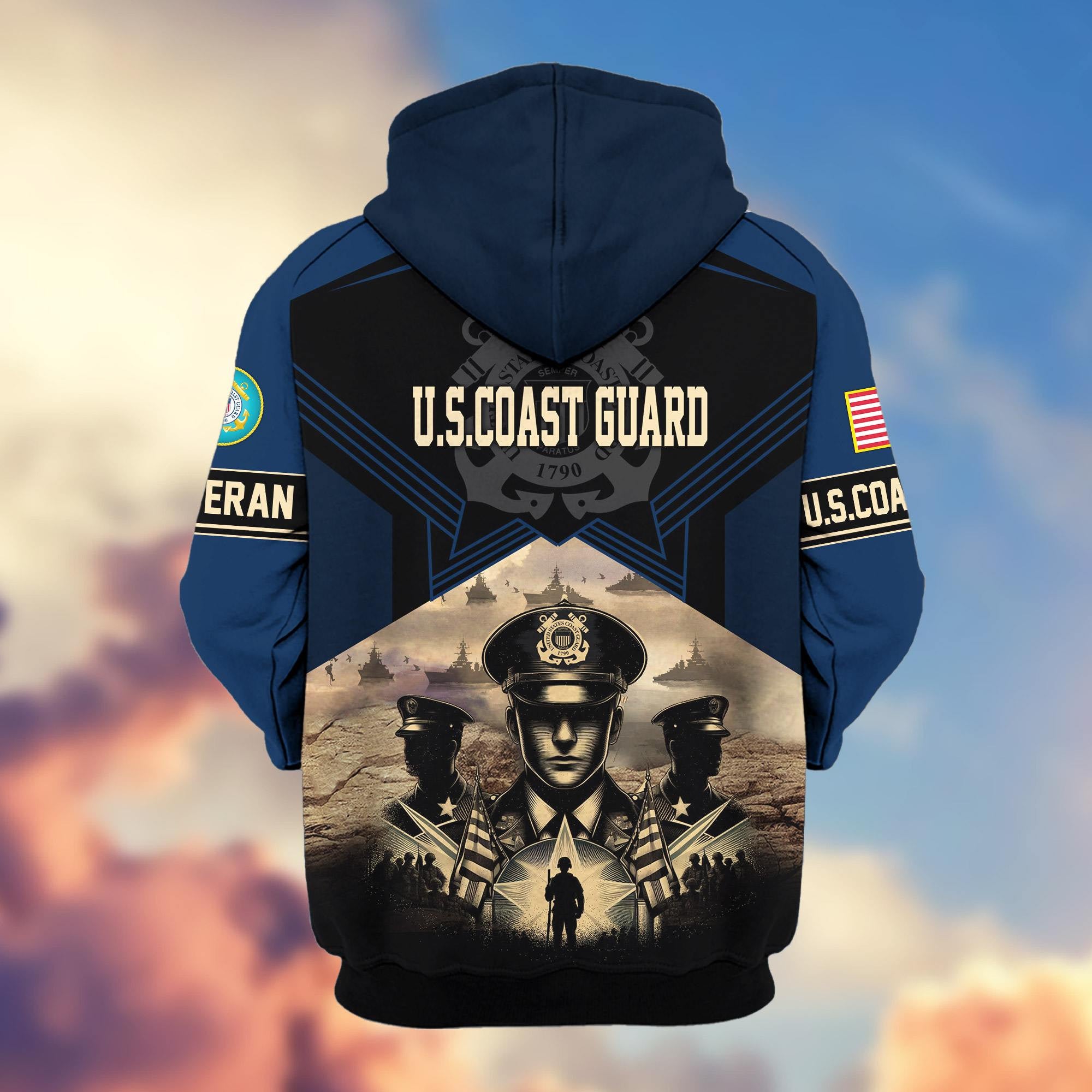 Premium Proudly Served US Veterans Zip Hoodie, Gifts For US Veterans