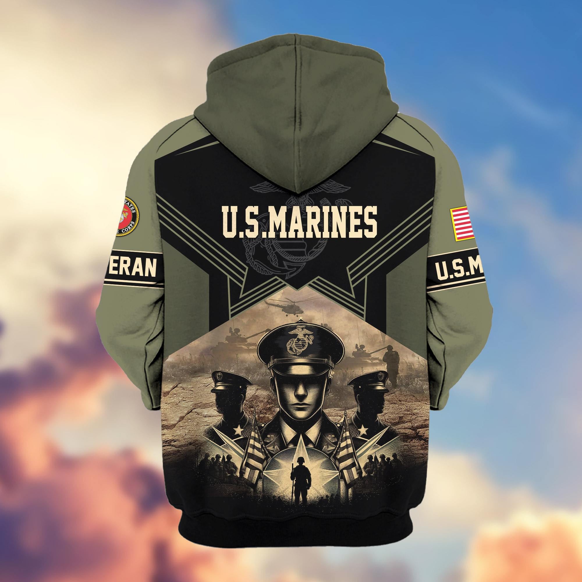 Premium Proudly Served US Veterans Zip Hoodie, Gifts For US Veterans