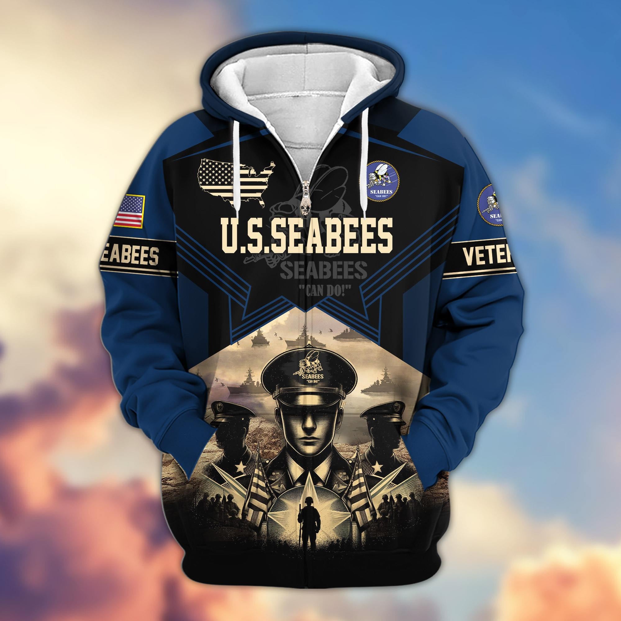 Premium Proudly Served US Veterans Zip Hoodie, Gifts For US Veterans