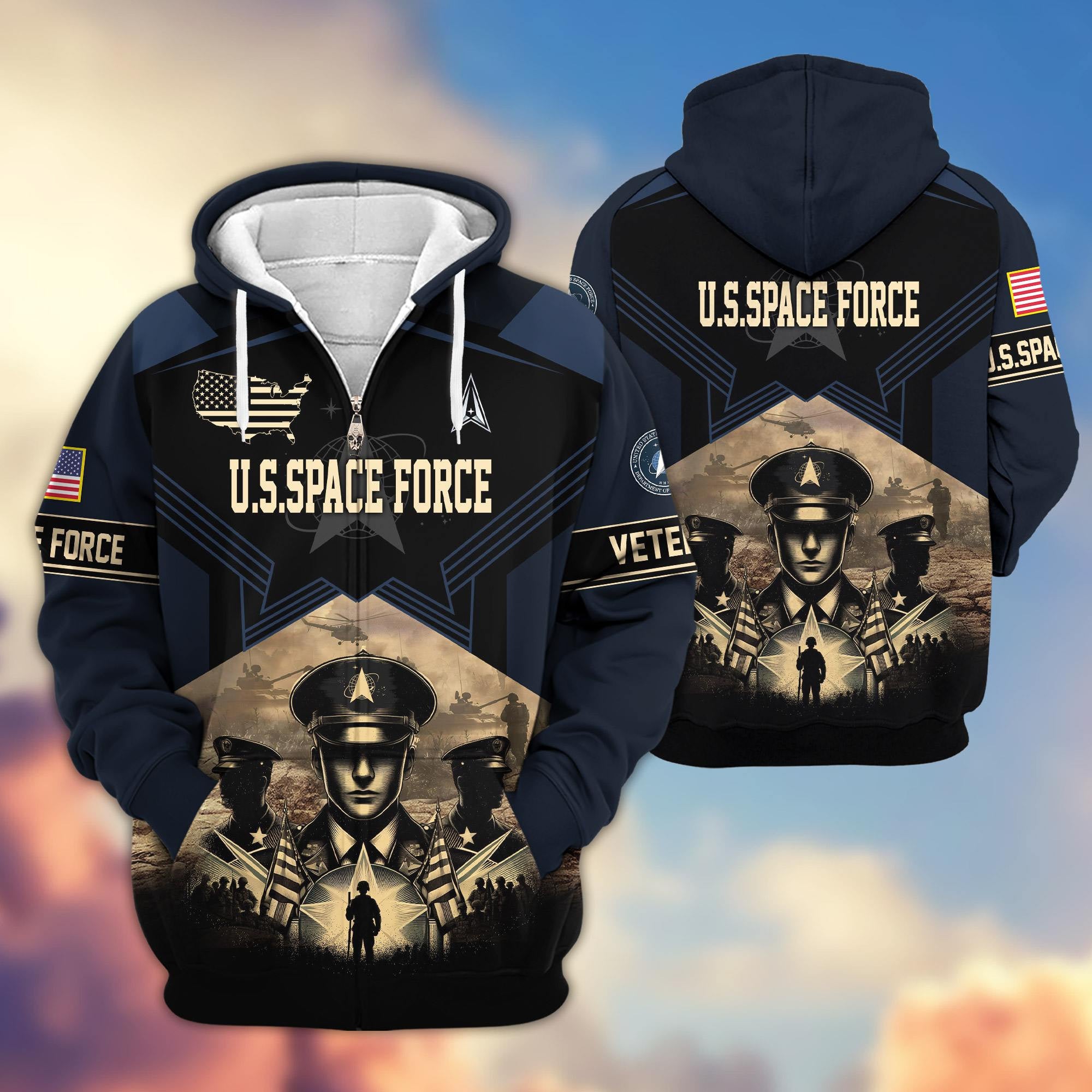 Premium Proudly Served US Veterans Zip Hoodie, Gifts For US Veterans