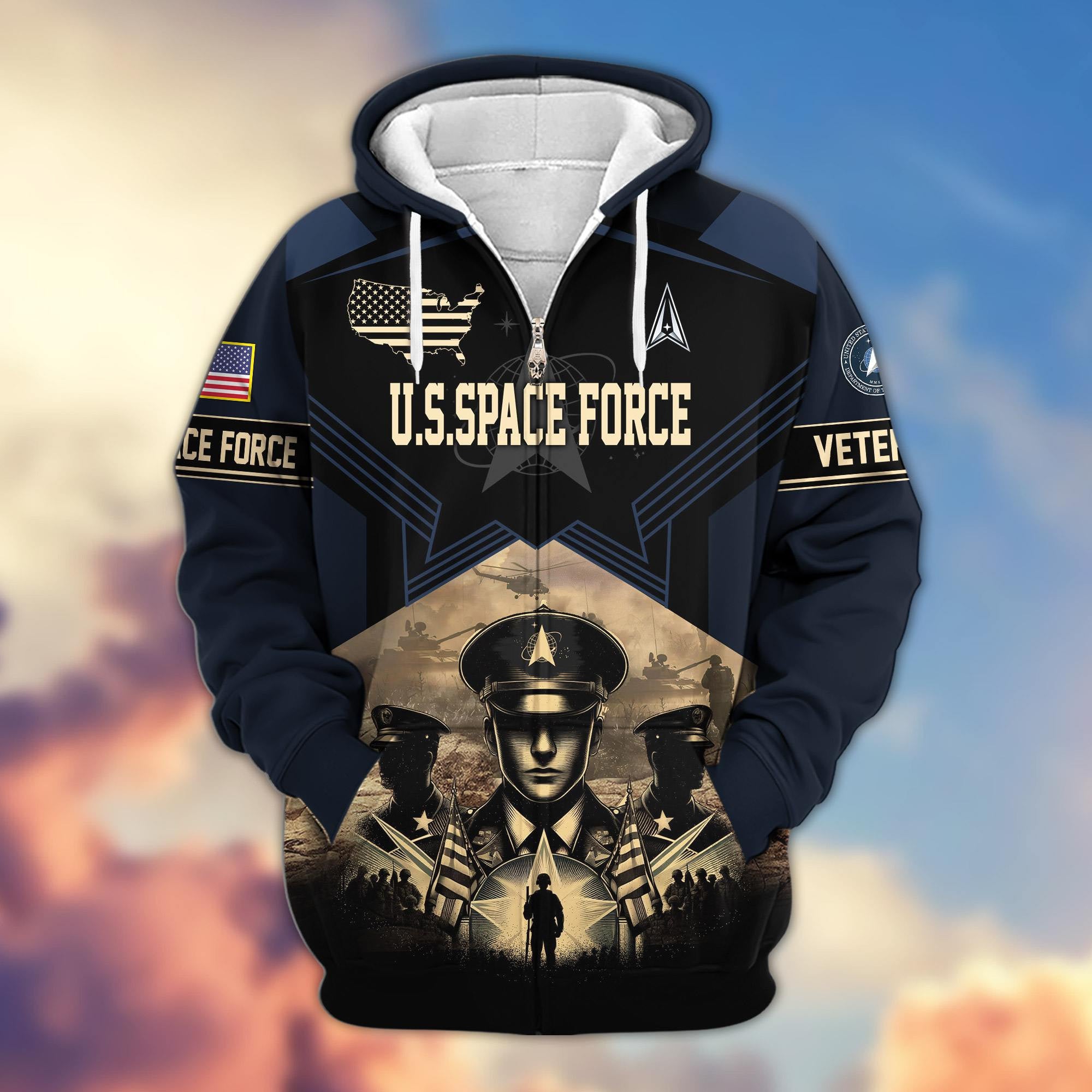 Premium Proudly Served US Veterans Zip Hoodie, Gifts For US Veterans