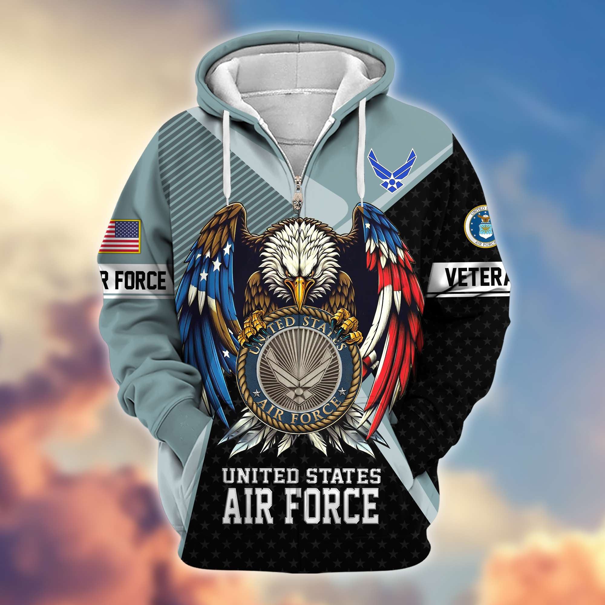 Premium US Veterans Zip Hoodie, Gifts For US Veterans