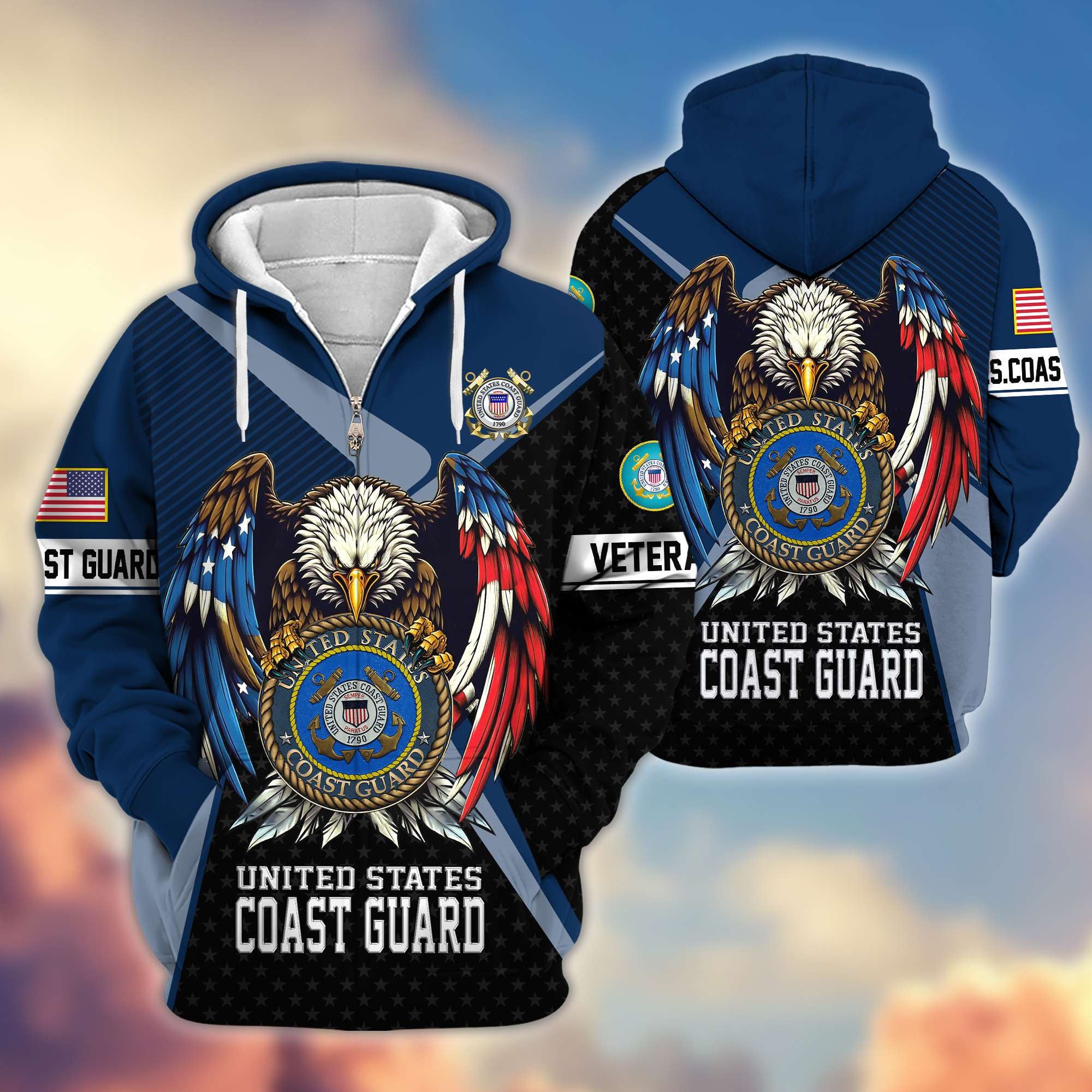 Premium US Veterans Zip Hoodie, Gifts For US Veterans