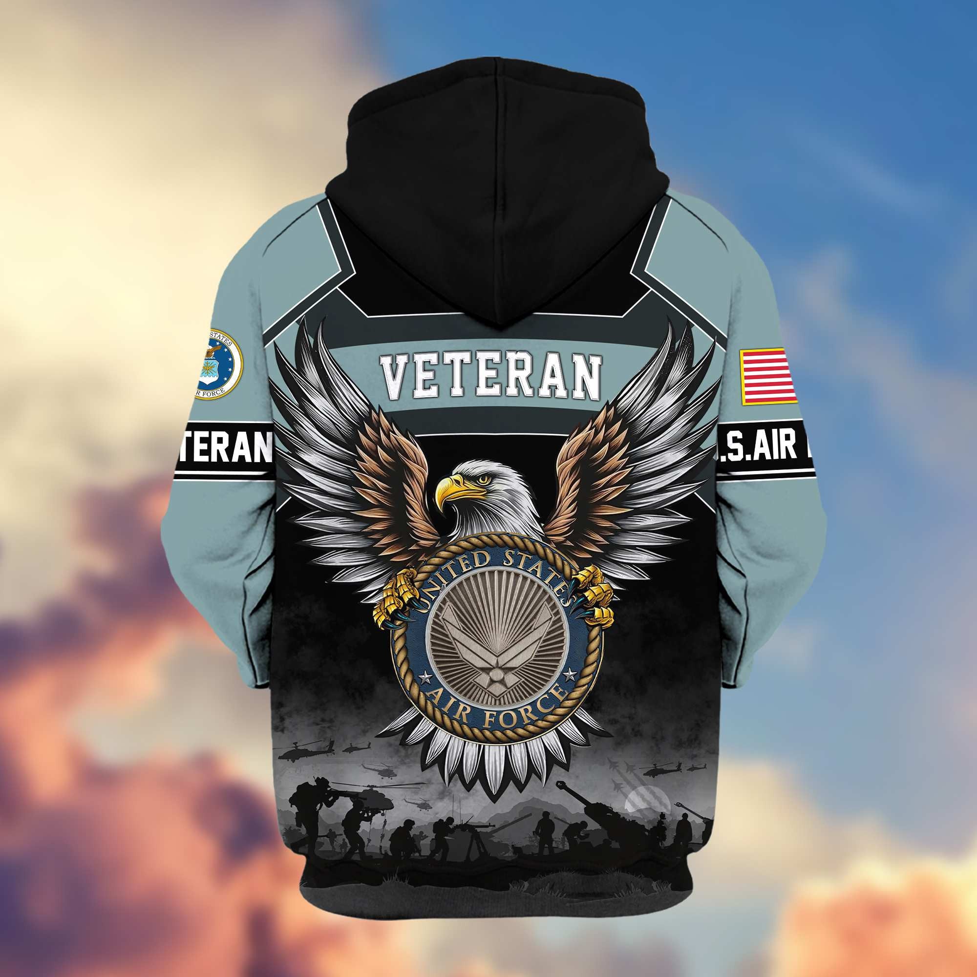Premium US Veterans Zip Hoodie, Gifts For US Veterans