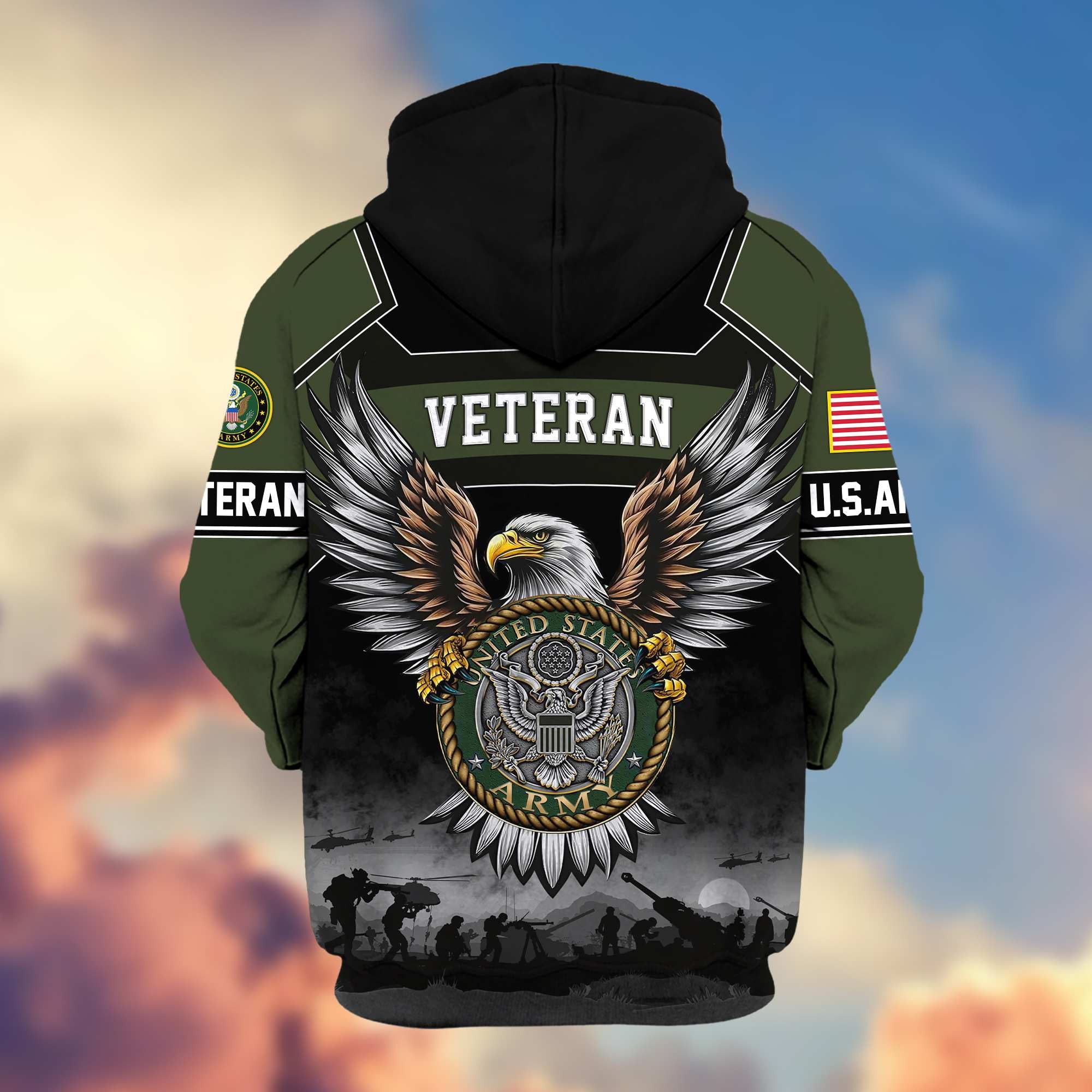 Premium US Veterans Zip Hoodie, Gifts For US Veterans