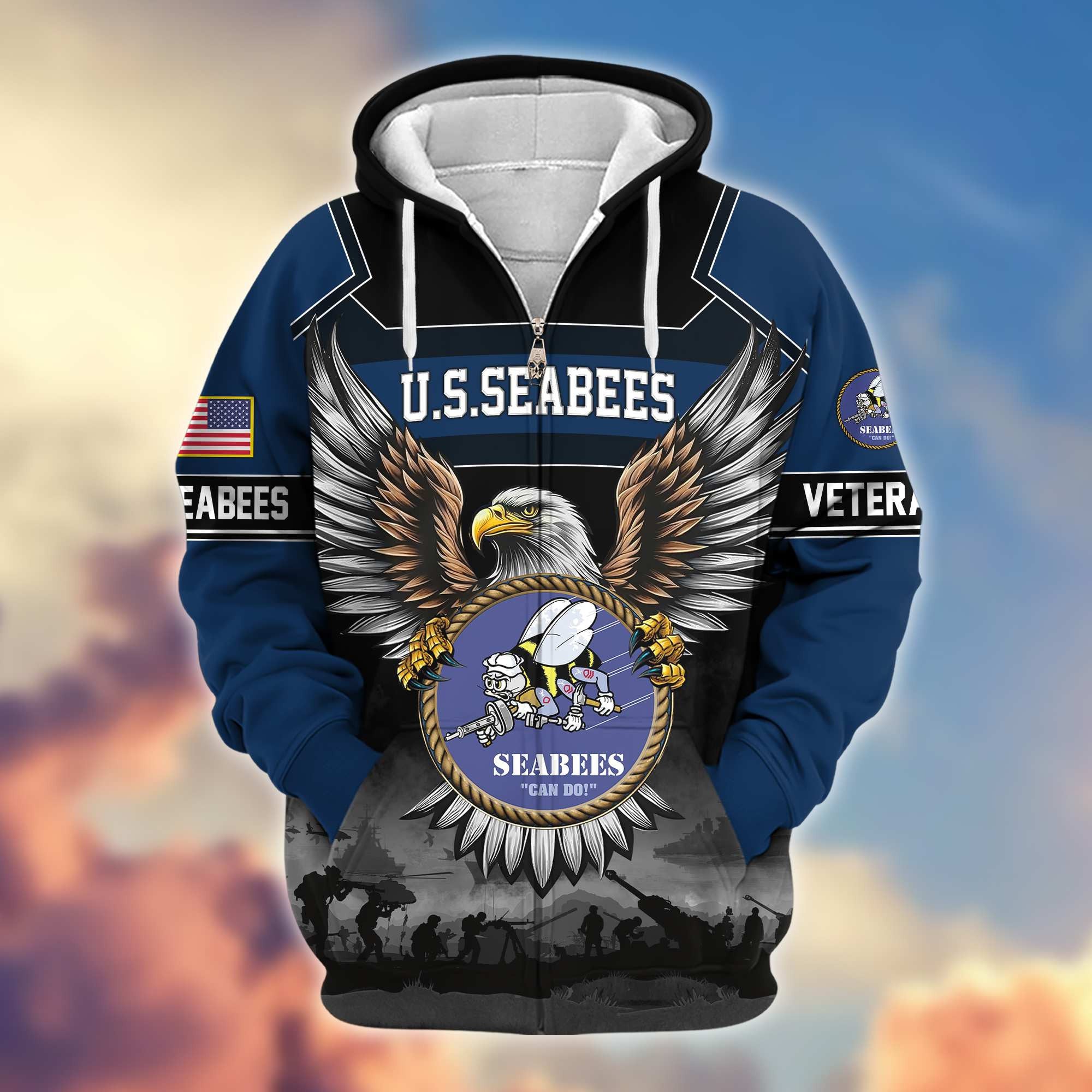 Premium US Veterans Zip Hoodie, Gifts For US Veterans