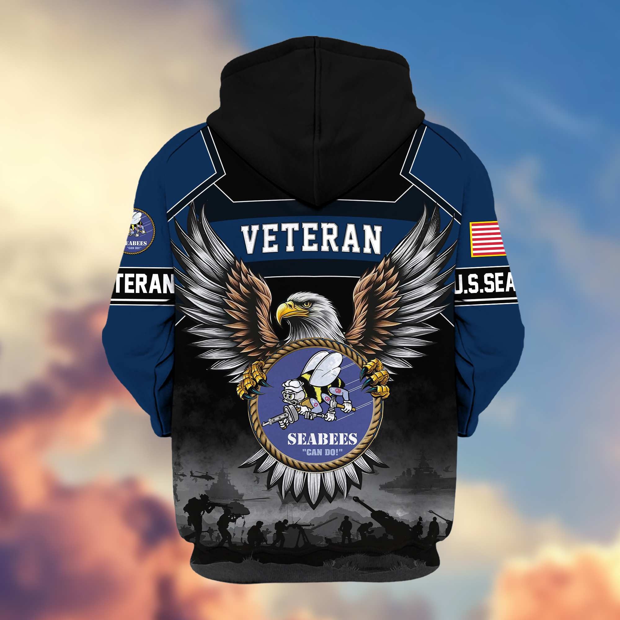 Premium US Veterans Zip Hoodie, Gifts For US Veterans