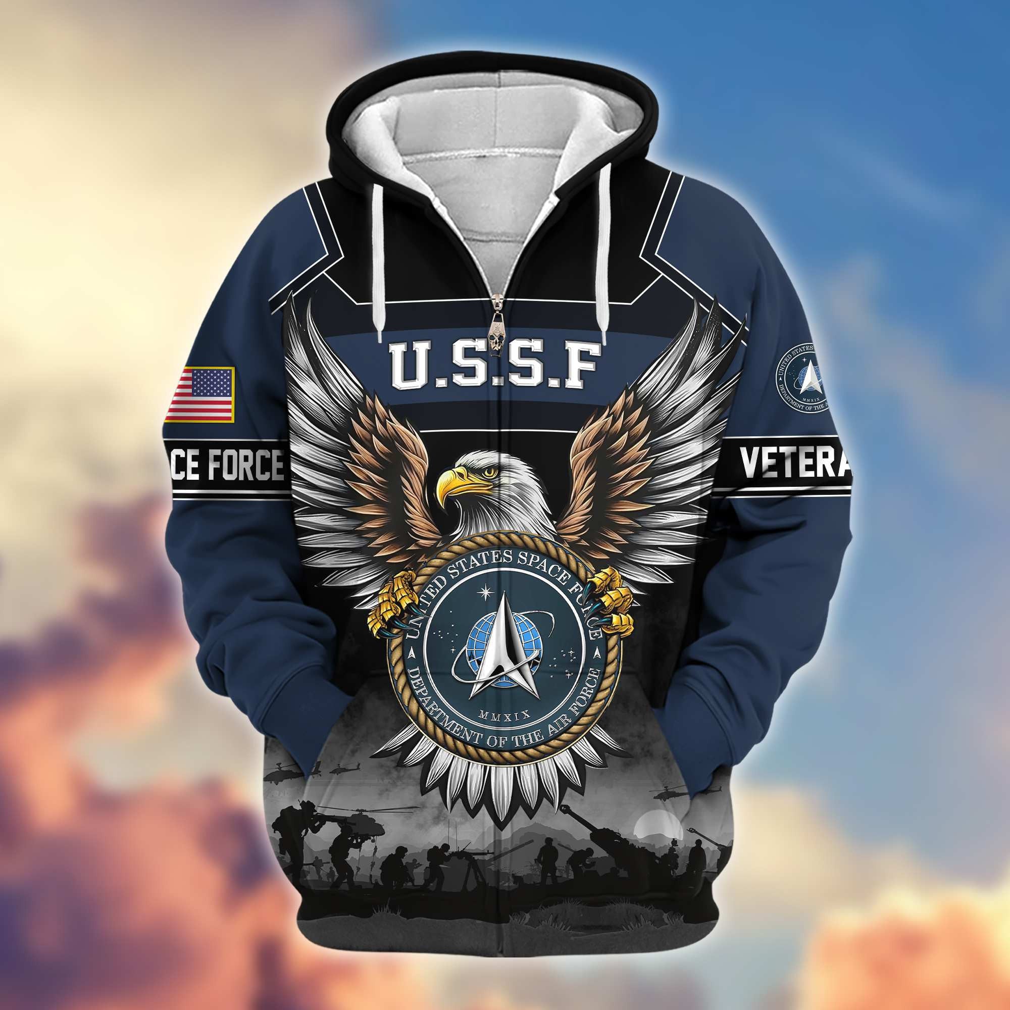 Premium US Veterans Zip Hoodie, Gifts For US Veterans