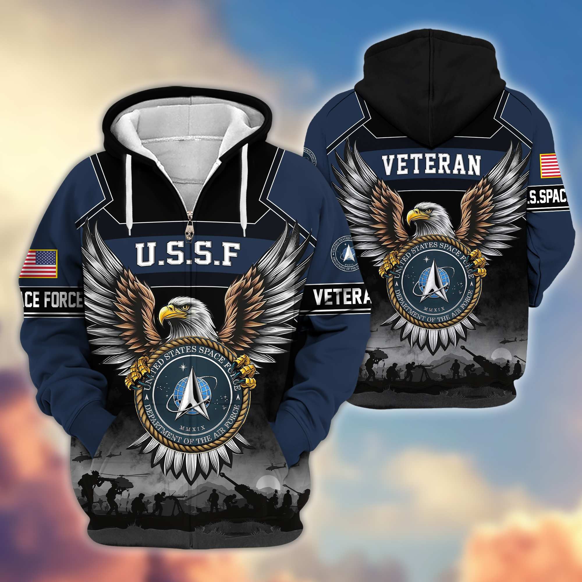 Premium US Veterans Zip Hoodie, Gifts For US Veterans