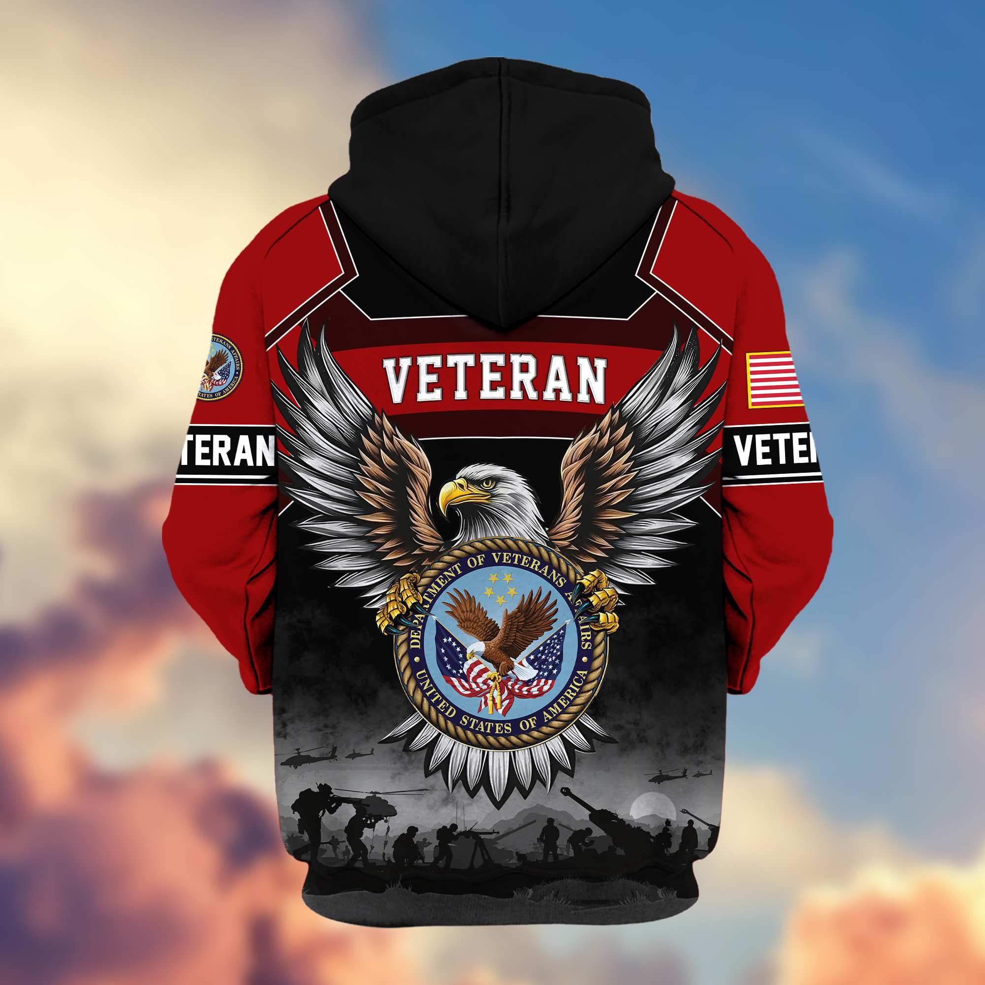 Premium US Veterans Zip Hoodie, Gifts For US Veterans