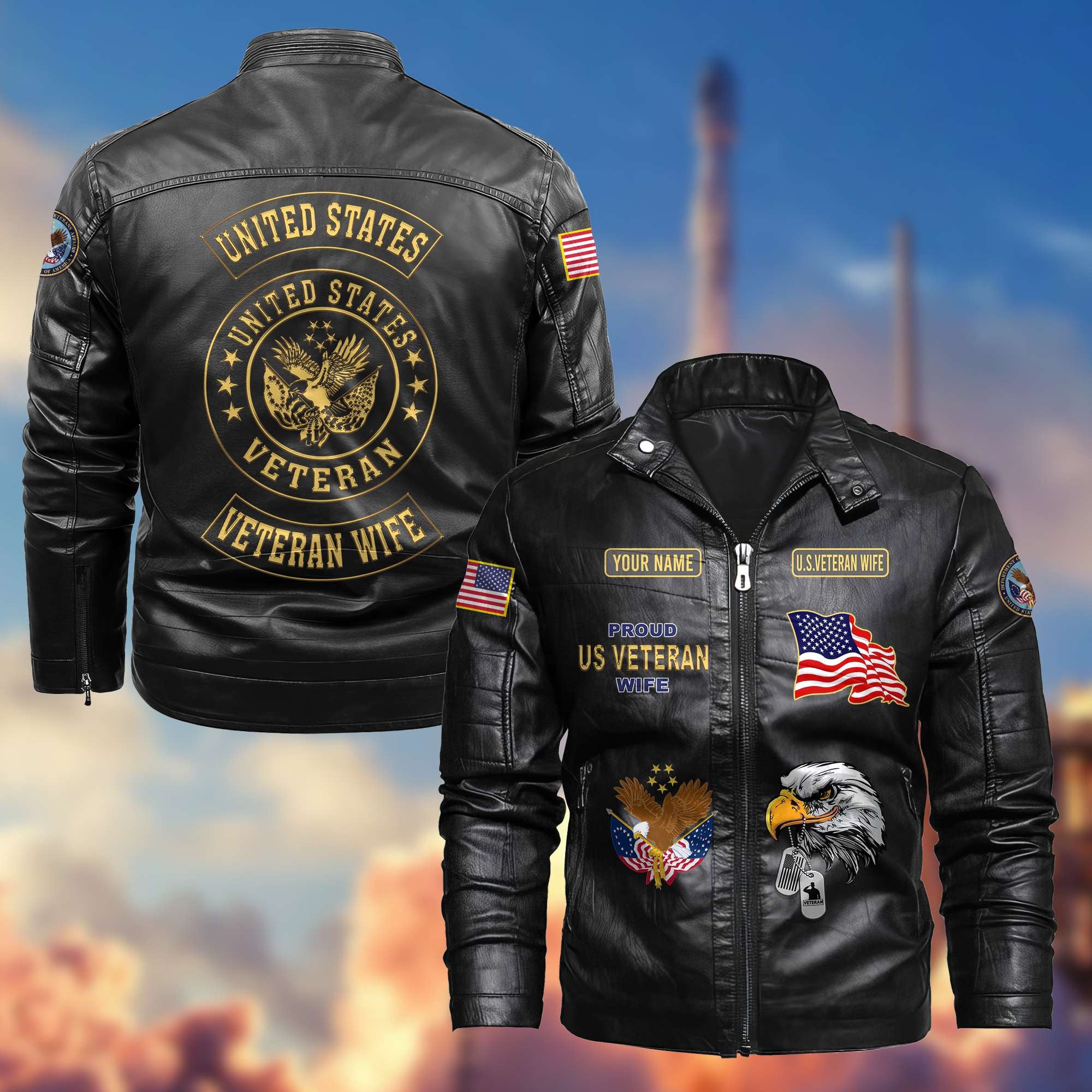 Premium Personalized US Veteran Wife Jackets