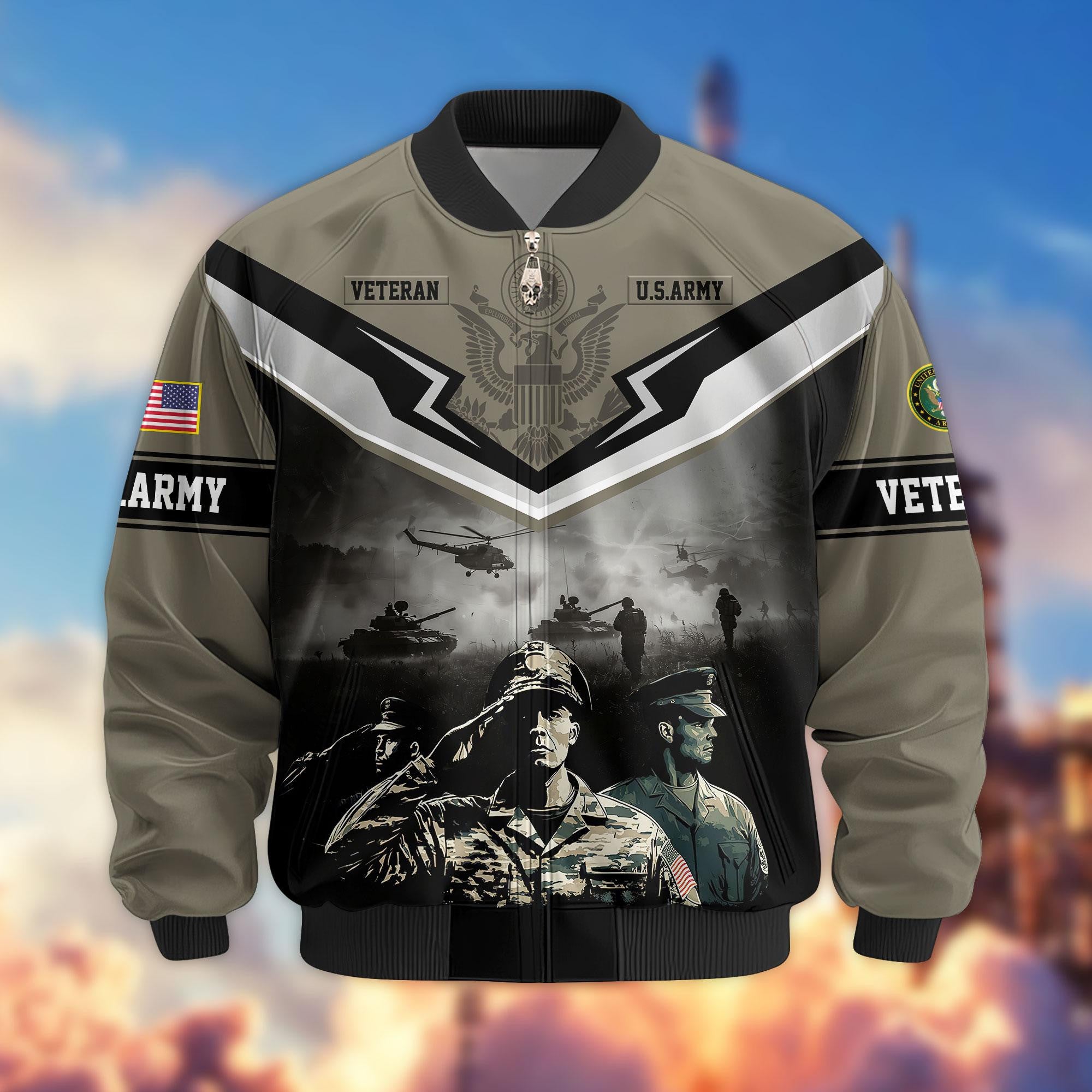 Premium Honoring All Who Served US Veterans Bomber Jacket, Gifts For US Veterans