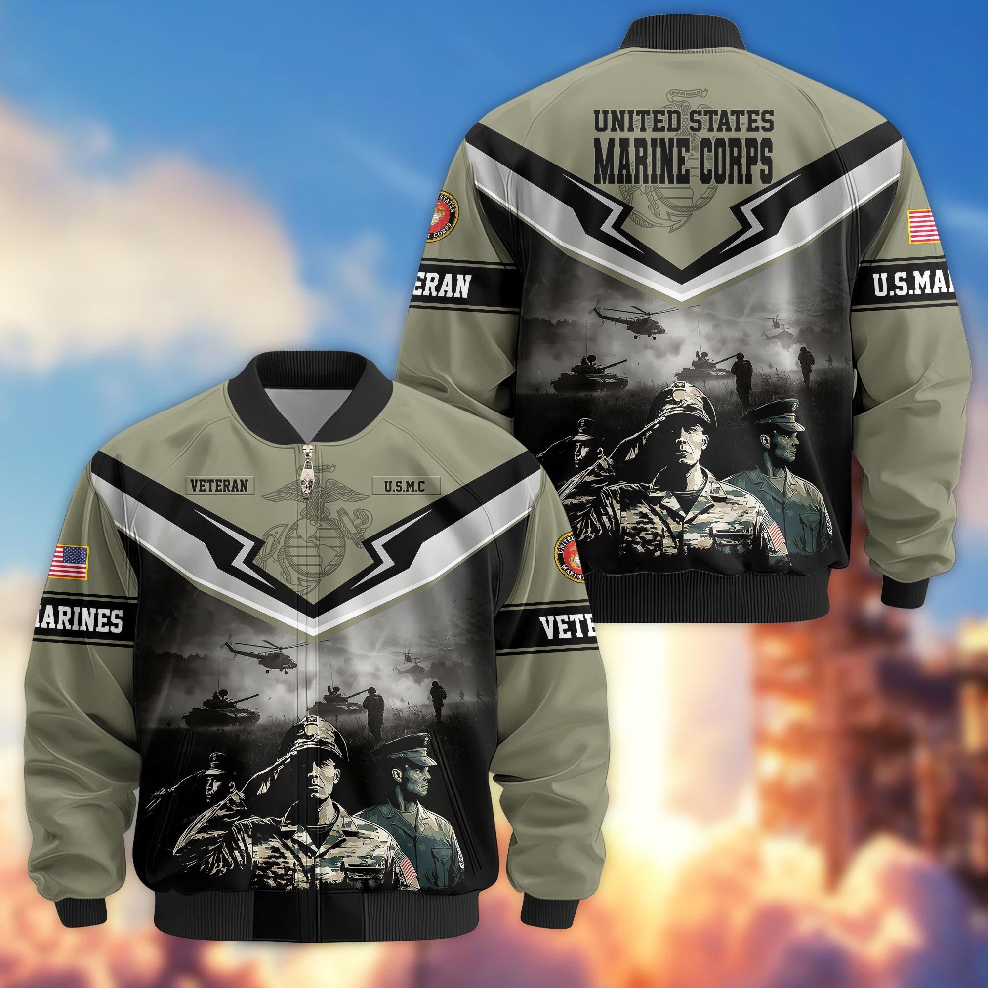 Premium Honoring All Who Served US Veterans Bomber Jacket, Gifts For US Veterans