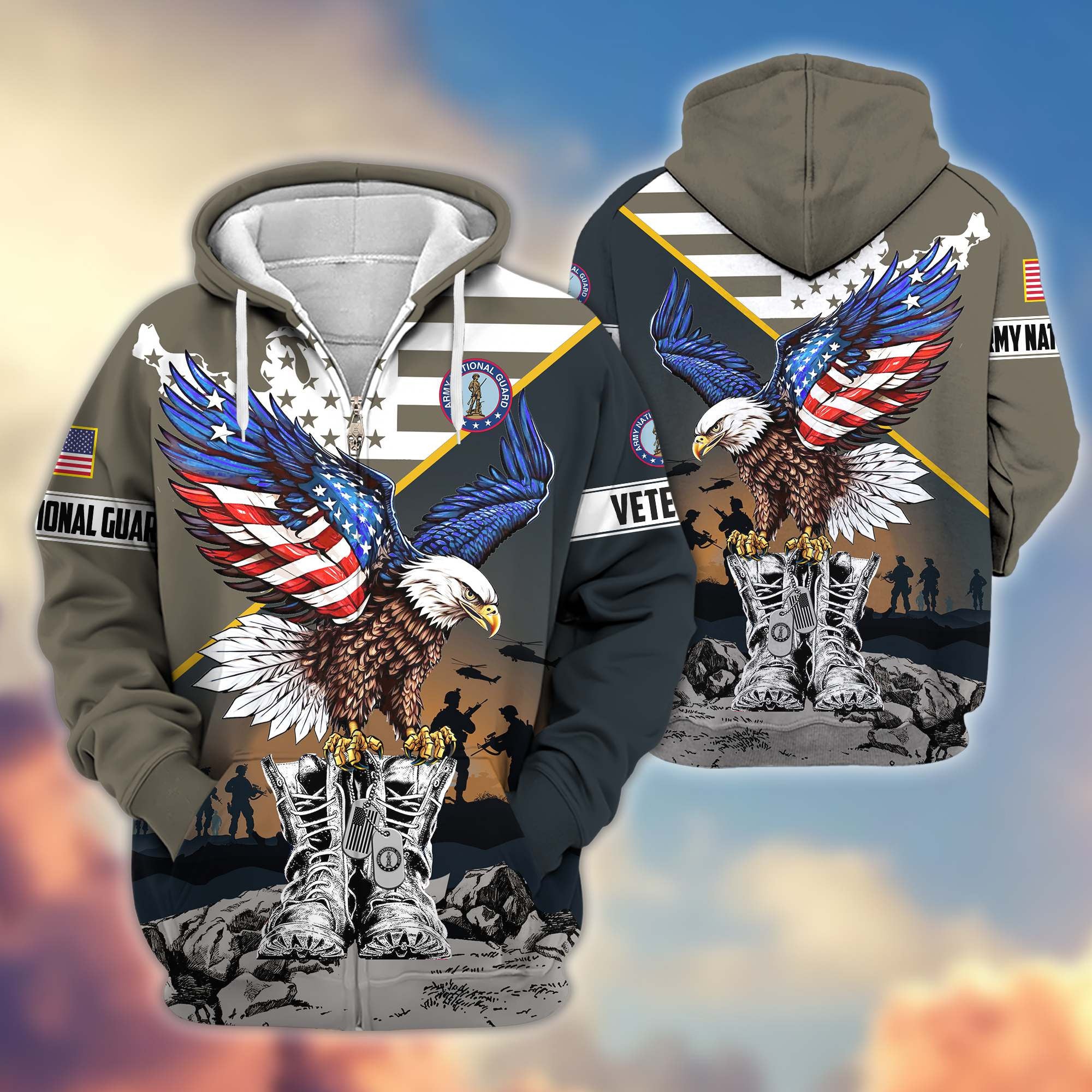 Premium Honoring All Who Served US Veterans Zip Hoodie, Gifts For US Veterans