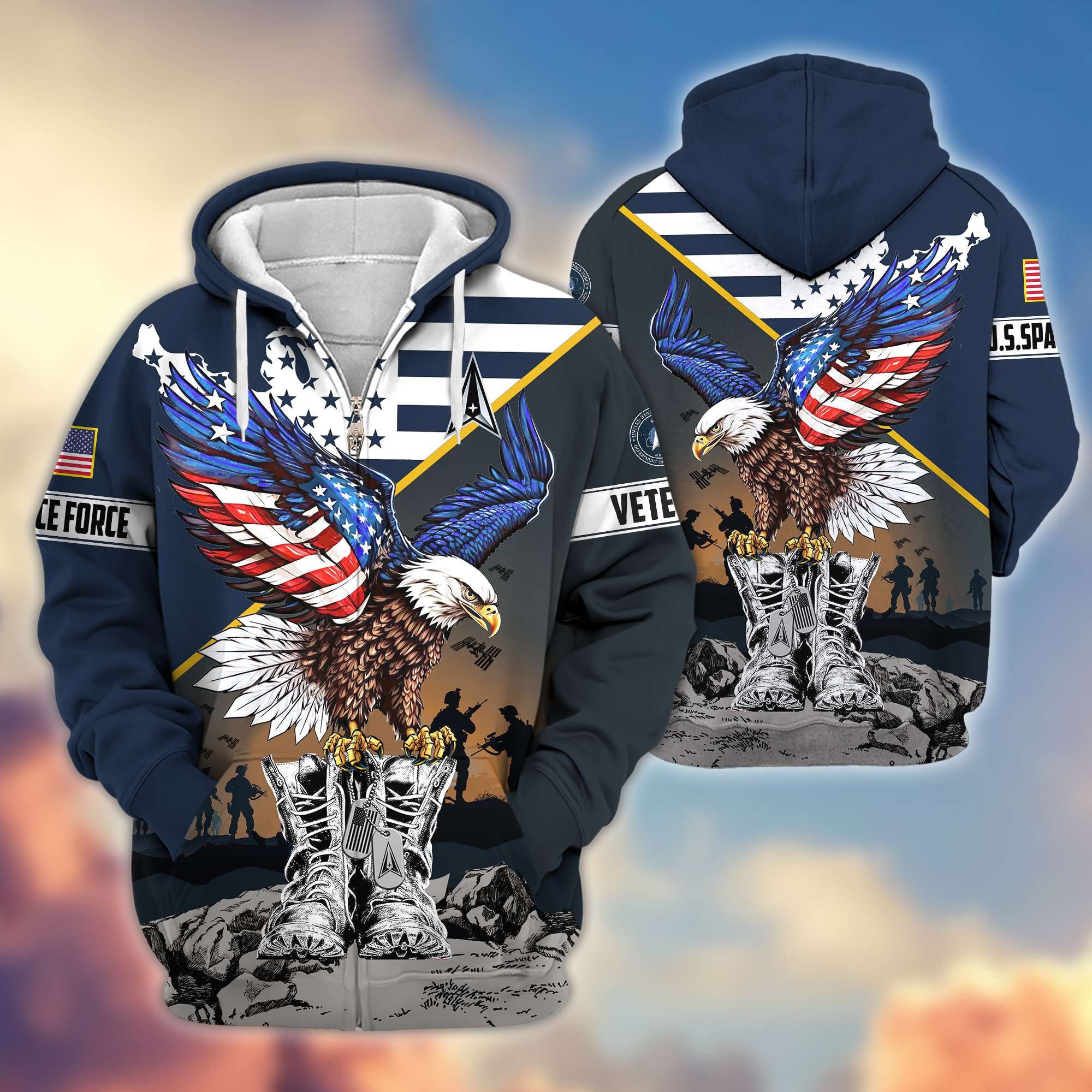 Premium Honoring All Who Served US Veterans Zip Hoodie, Gifts For US Veterans