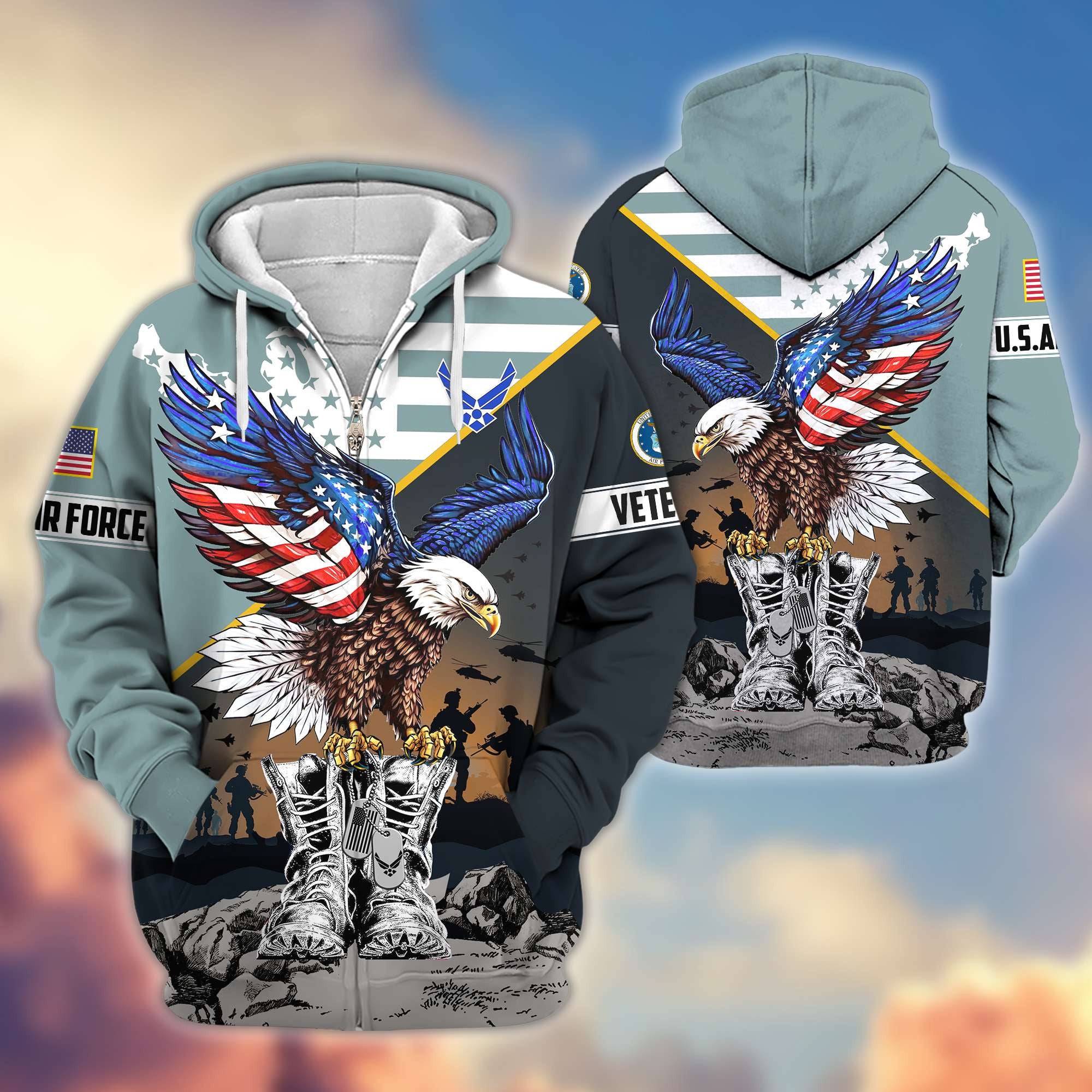 Premium Honoring All Who Served US Veterans Zip Hoodie, Gifts For US Veterans