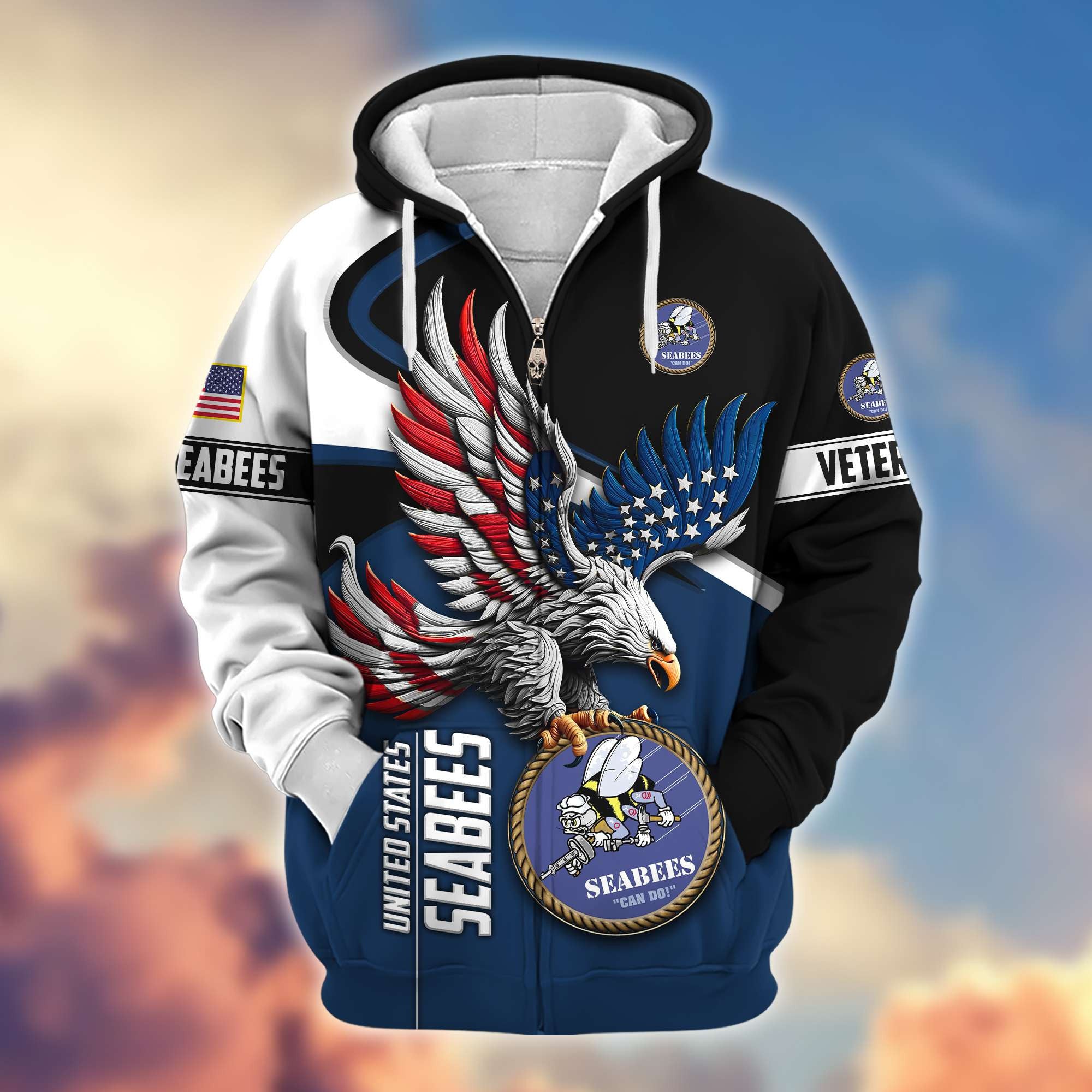 Premium US Veterans Zip Hoodie, Gifts For US Veterans