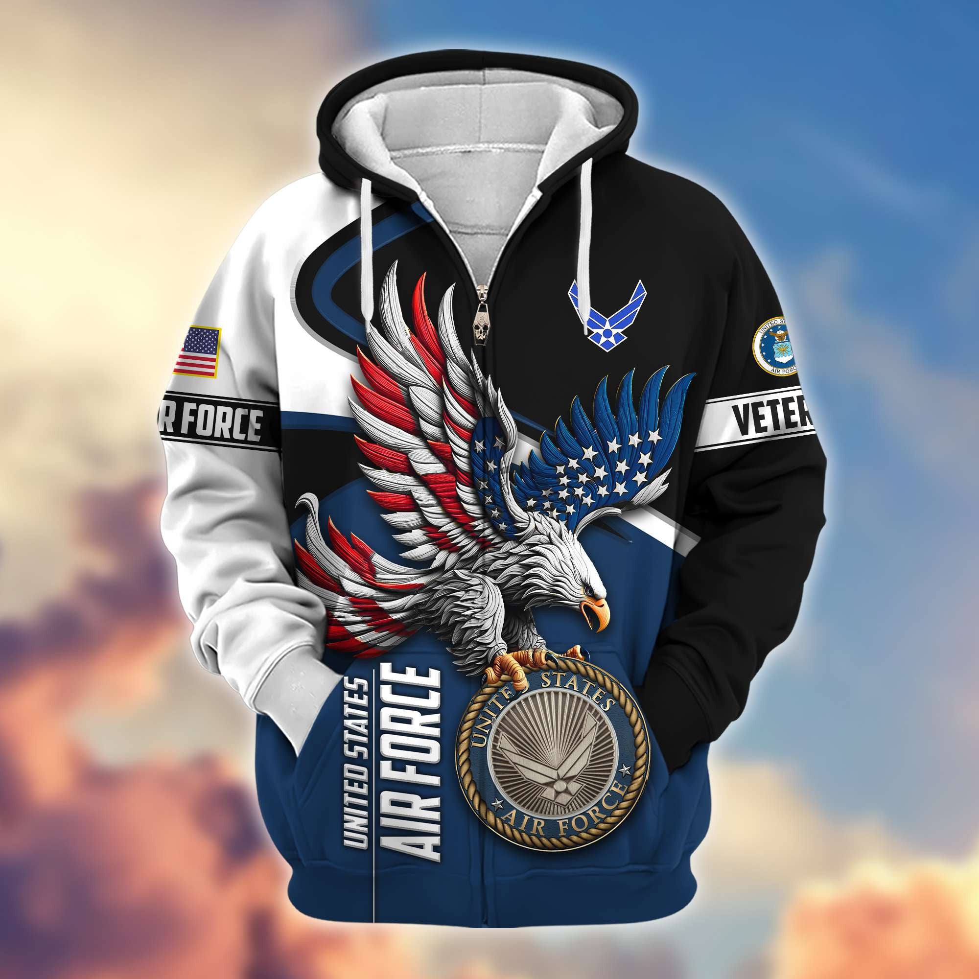Premium US Veterans Zip Hoodie, Gifts For US Veterans
