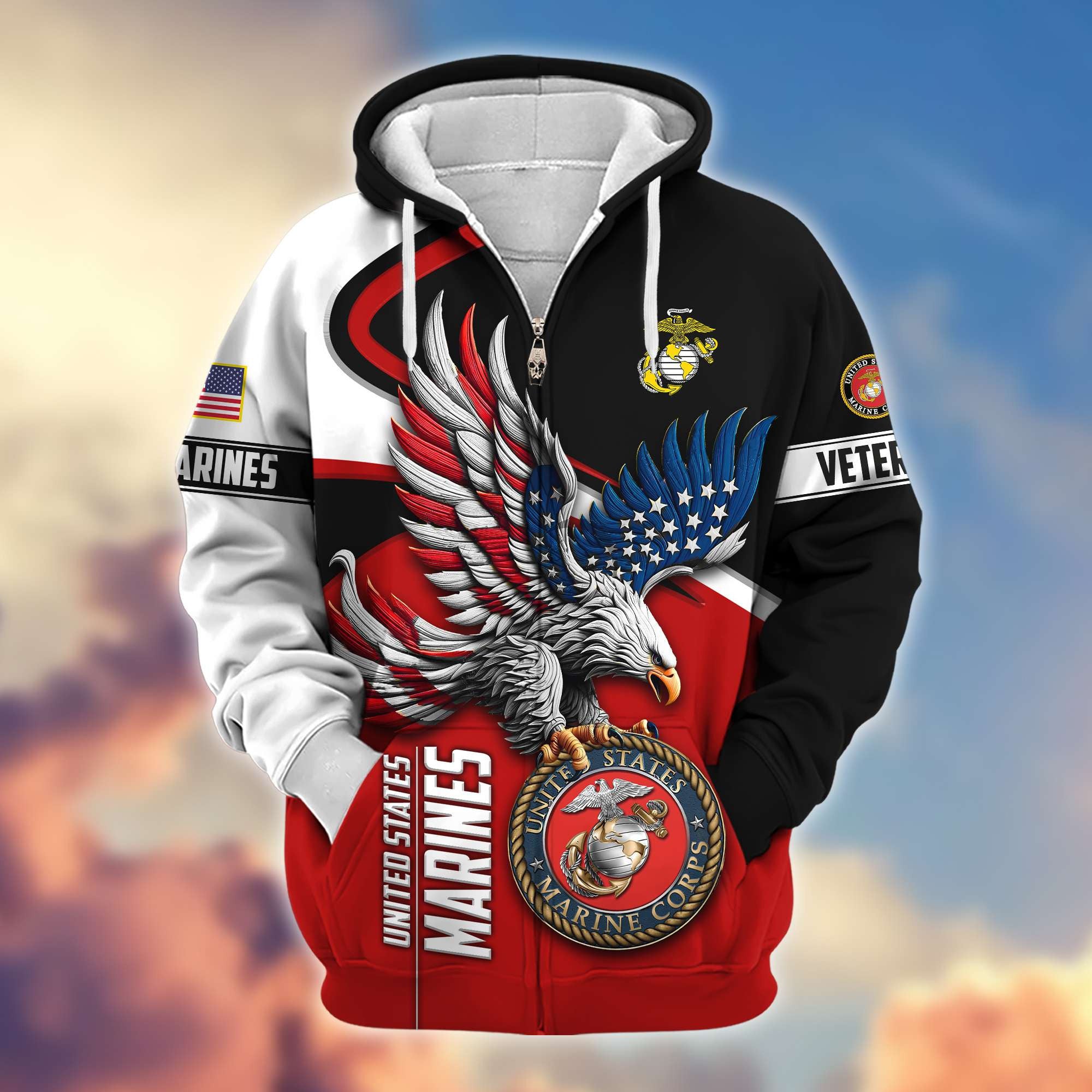 Premium US Veterans Zip Hoodie, Gifts For US Veterans