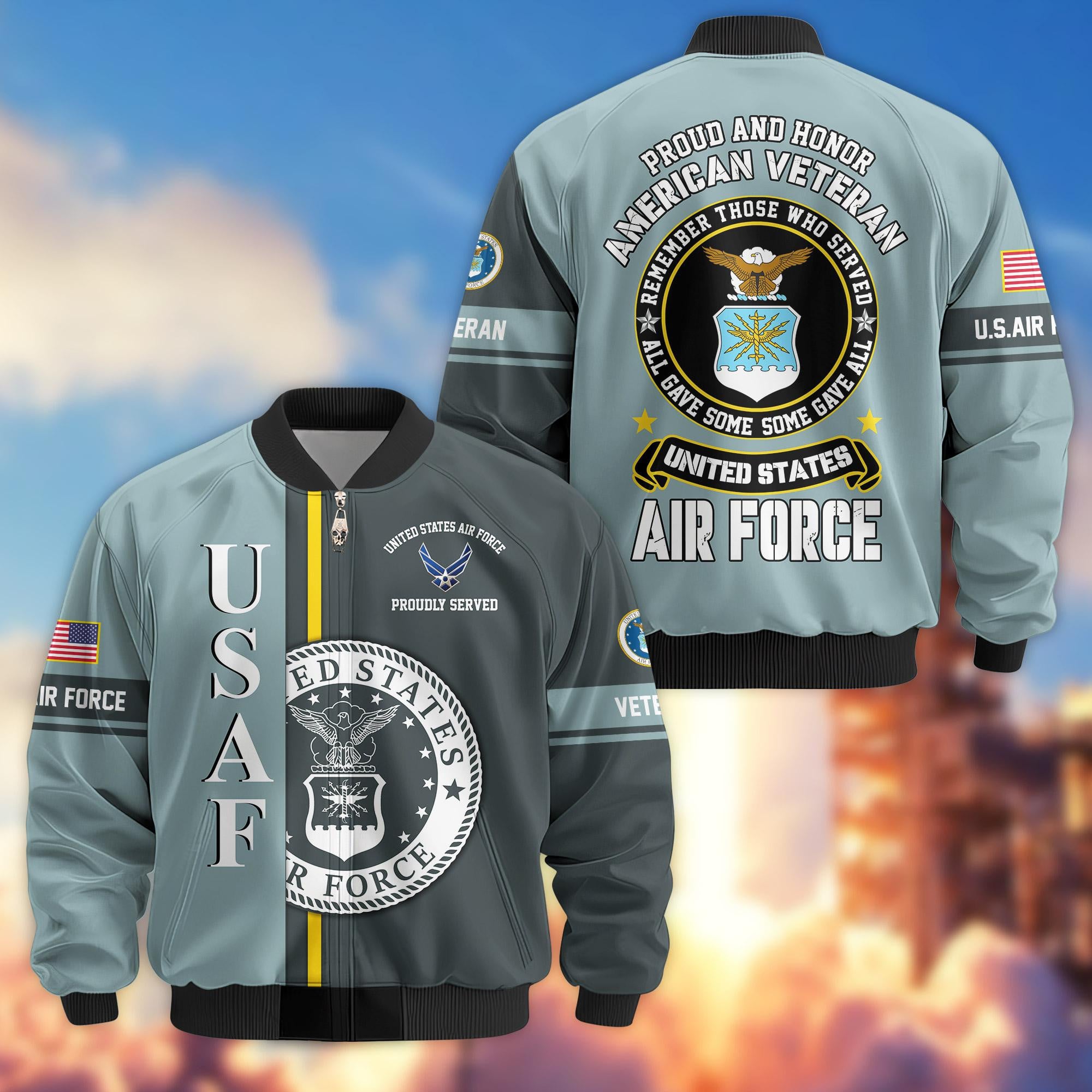 Premium Proudly Served US Veterans Bomber Jacket, Gifts For US Veterans