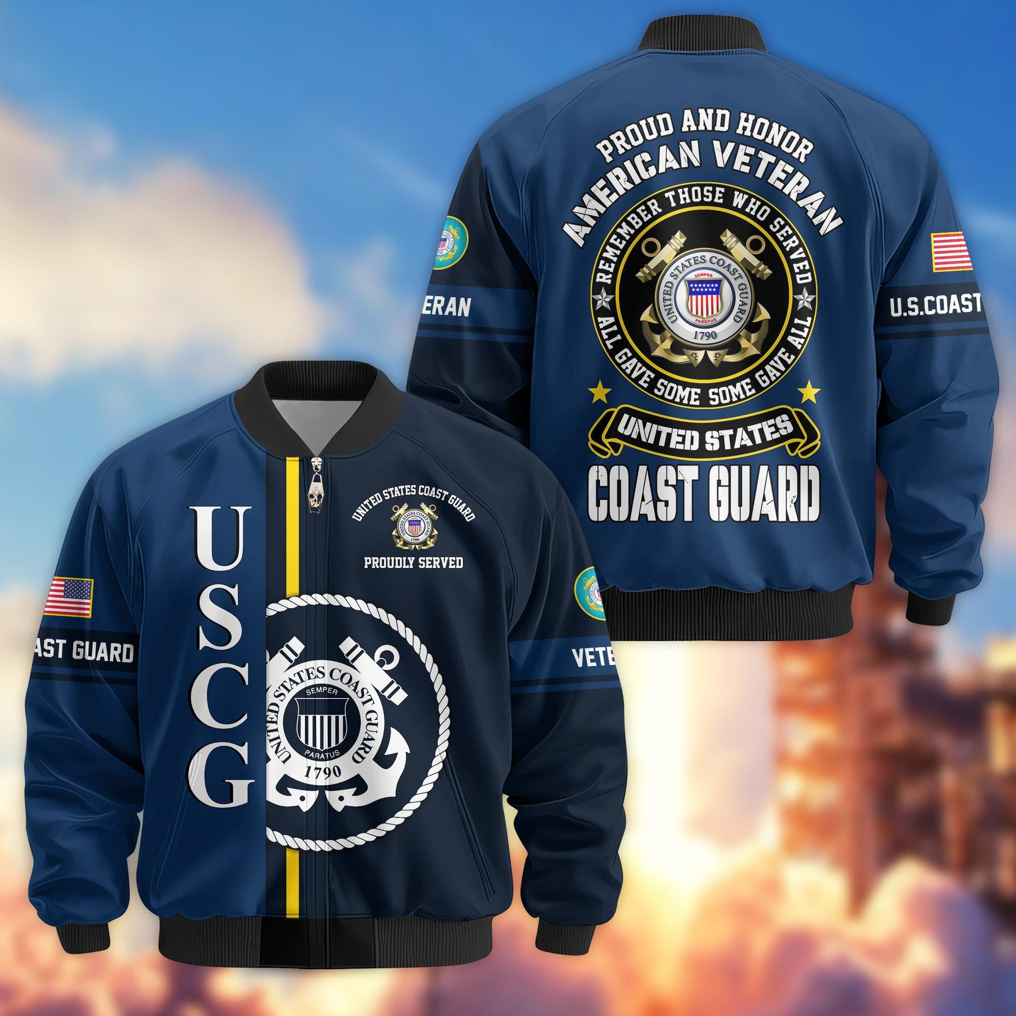 Premium Proudly Served US Veterans Bomber Jacket, Gifts For US Veterans