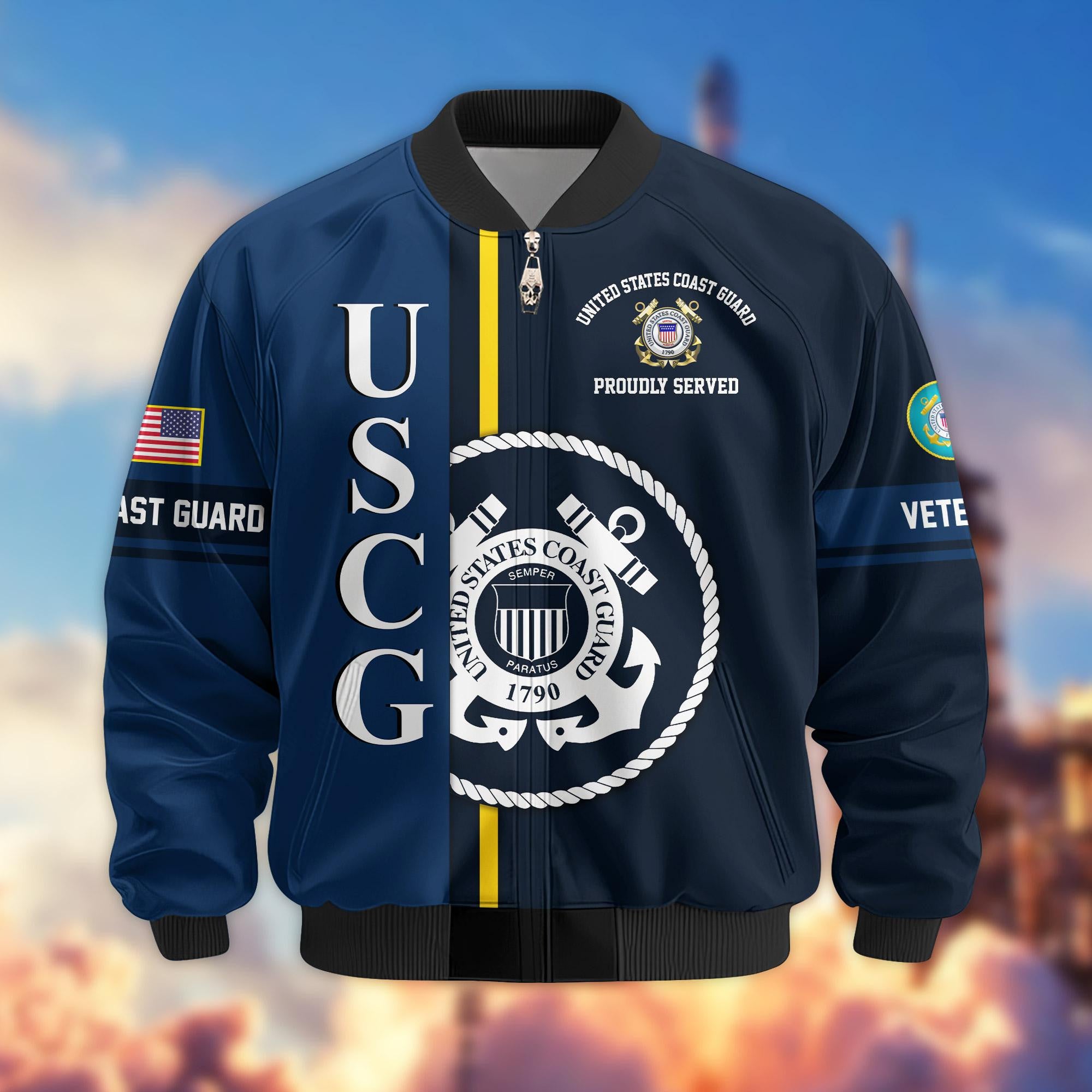 Premium Proudly Served US Veterans Bomber Jacket, Gifts For US Veterans