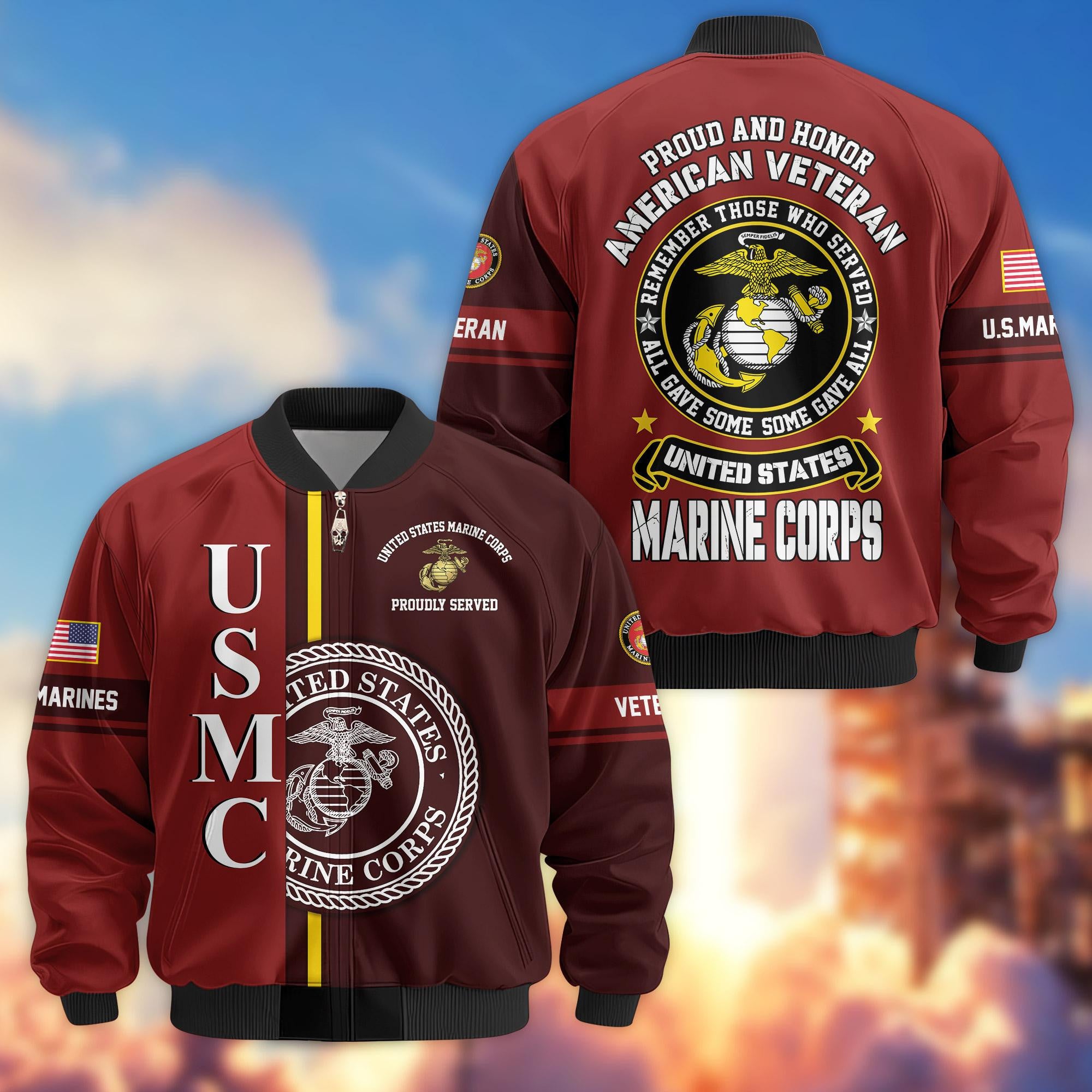 Premium Proudly Served US Veterans Bomber Jacket, Gifts For US Veterans