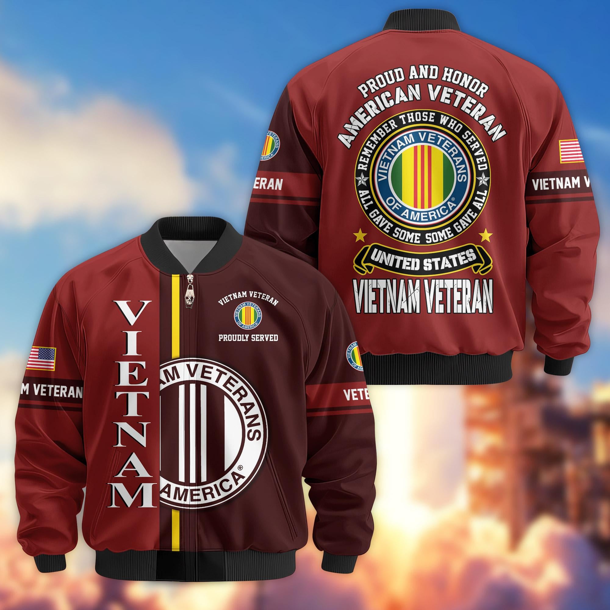 Premium Proudly Served US Veterans Bomber Jacket, Gifts For US Veterans