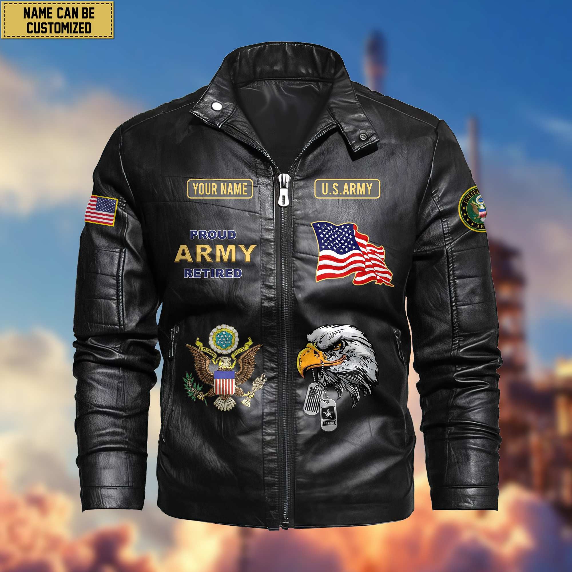 Premium Personalized US Retired Leather Jackets