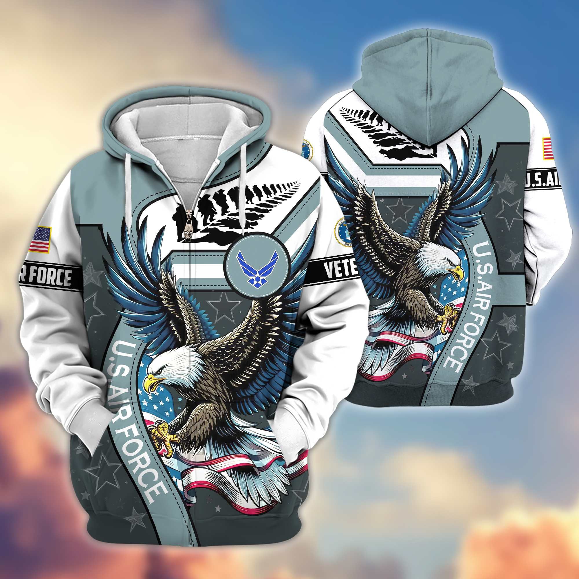 Premium Honoring All Who Served US Veterans Zip Hoodie, Gifts For US Veterans
